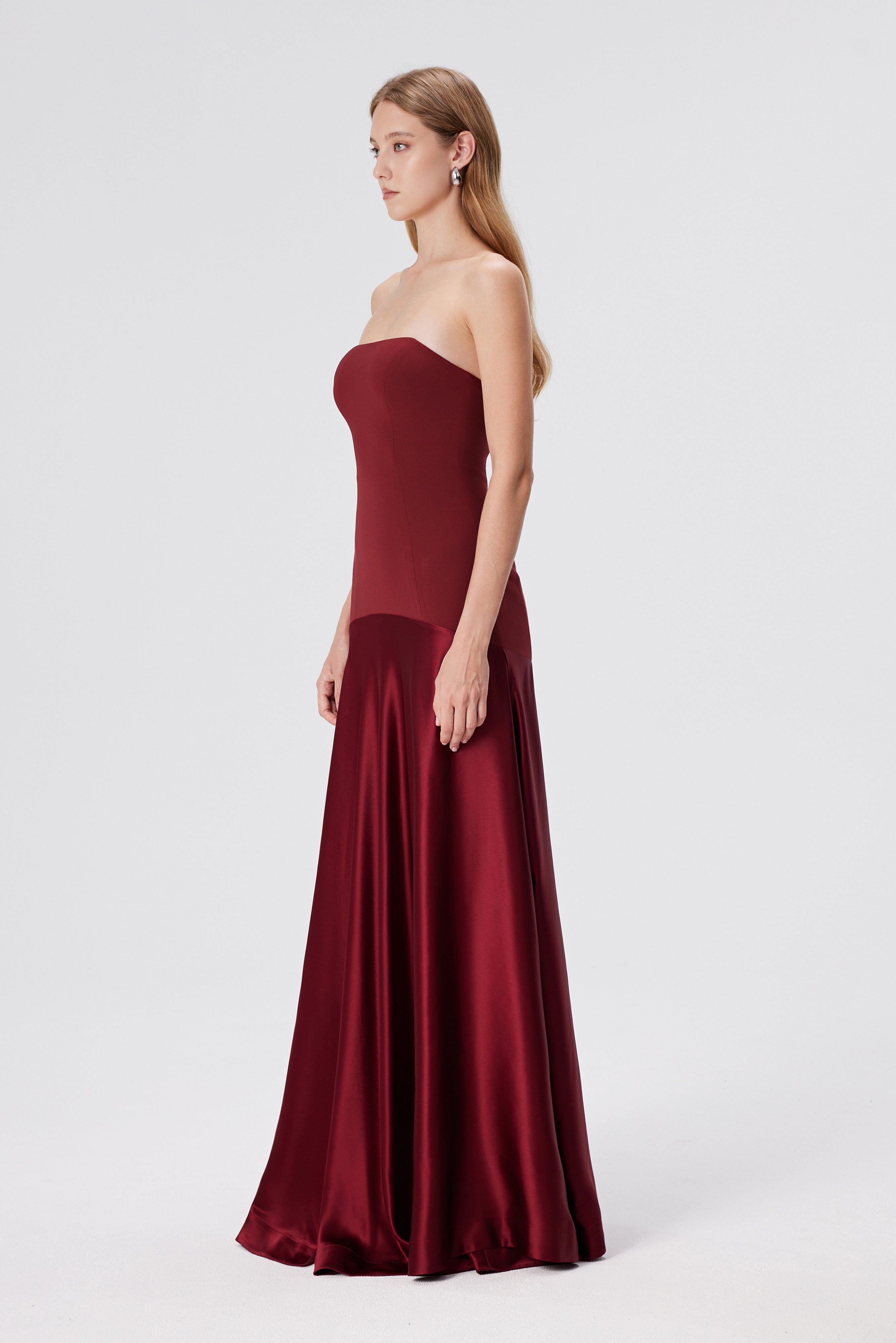 Aura Strapless Gown - Red Berry