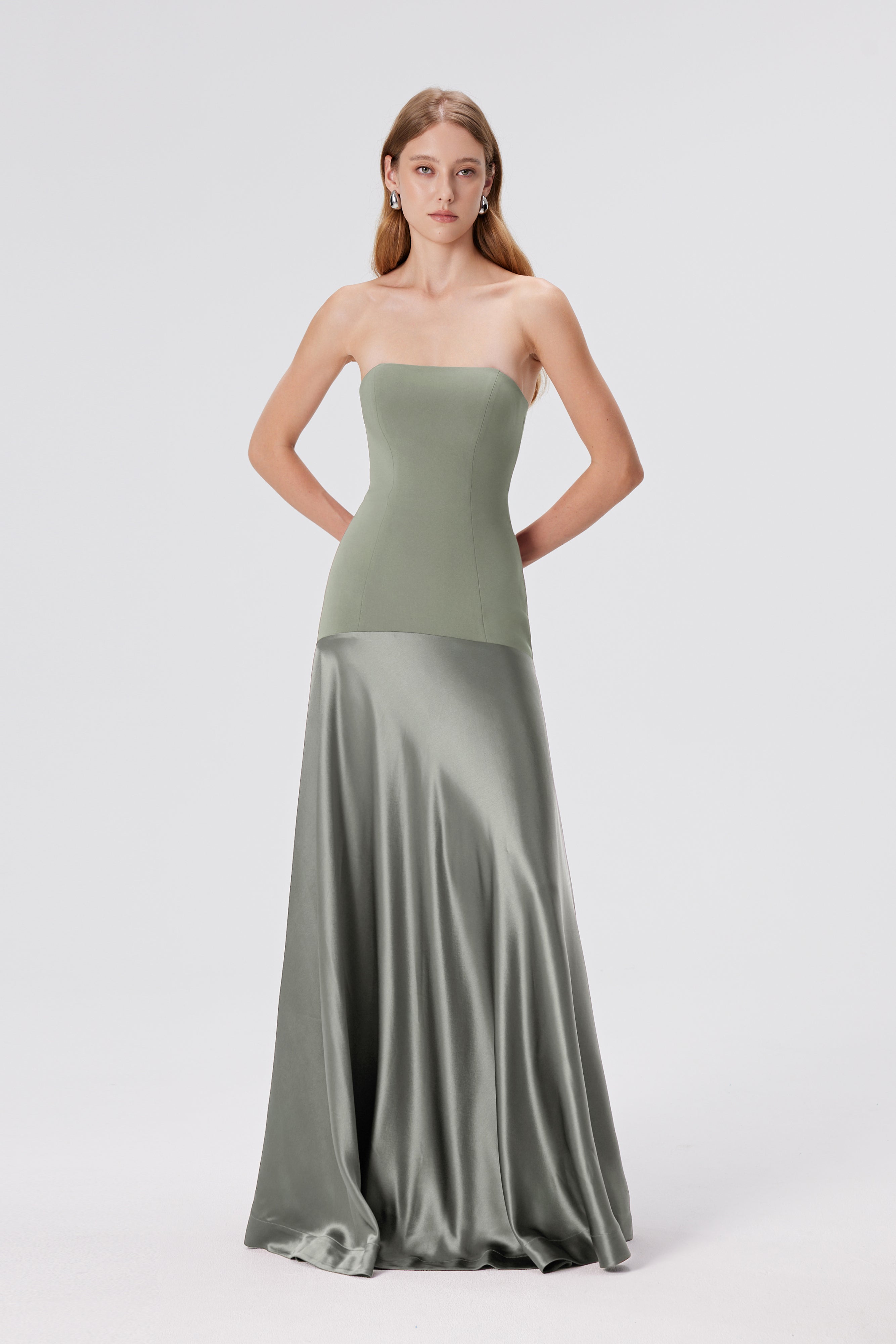 Aura Strapless Gown - Desert Sage