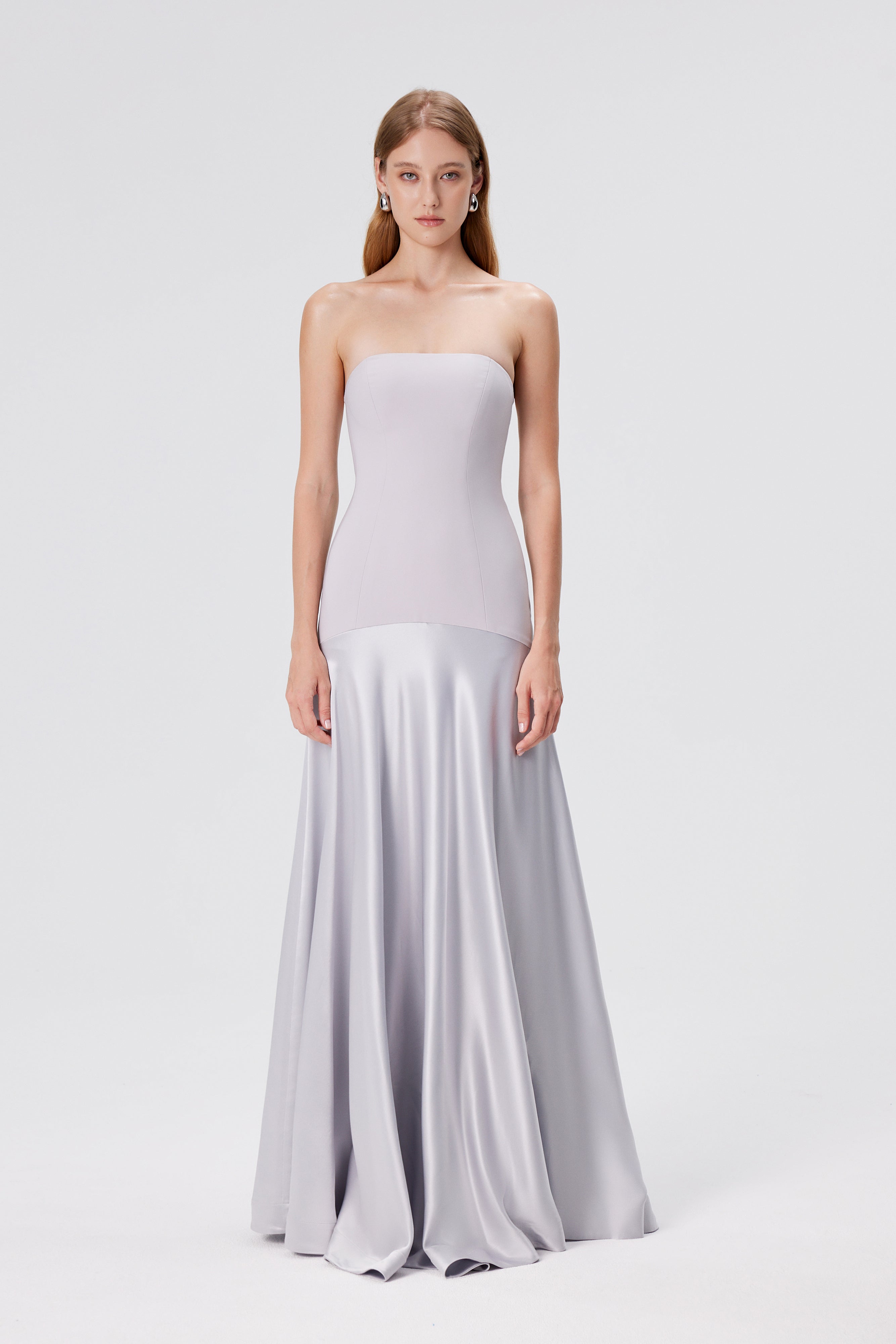 Aura Strapless Gown - Glacier Grey
