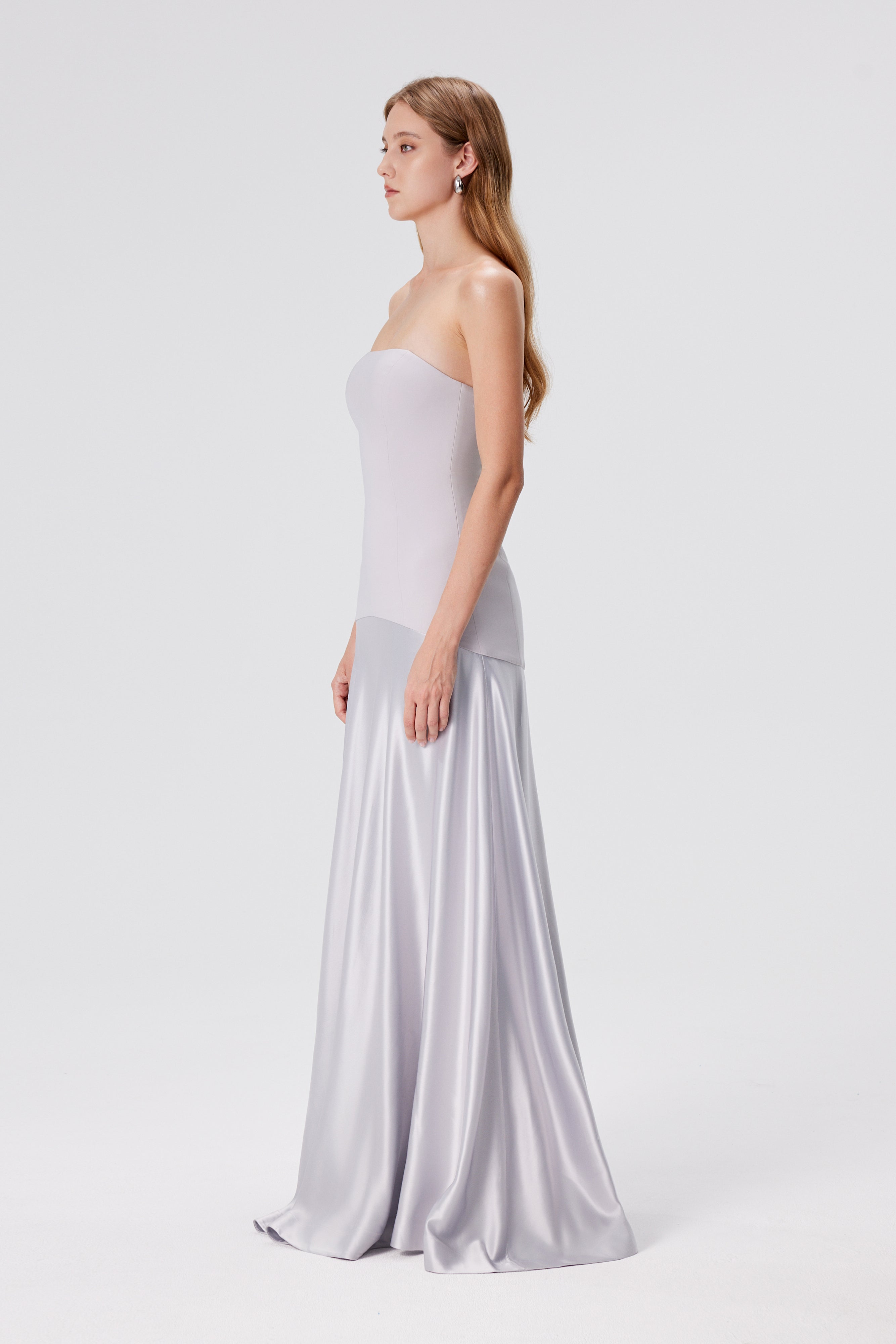 Aura Strapless Gown - Glacier Grey