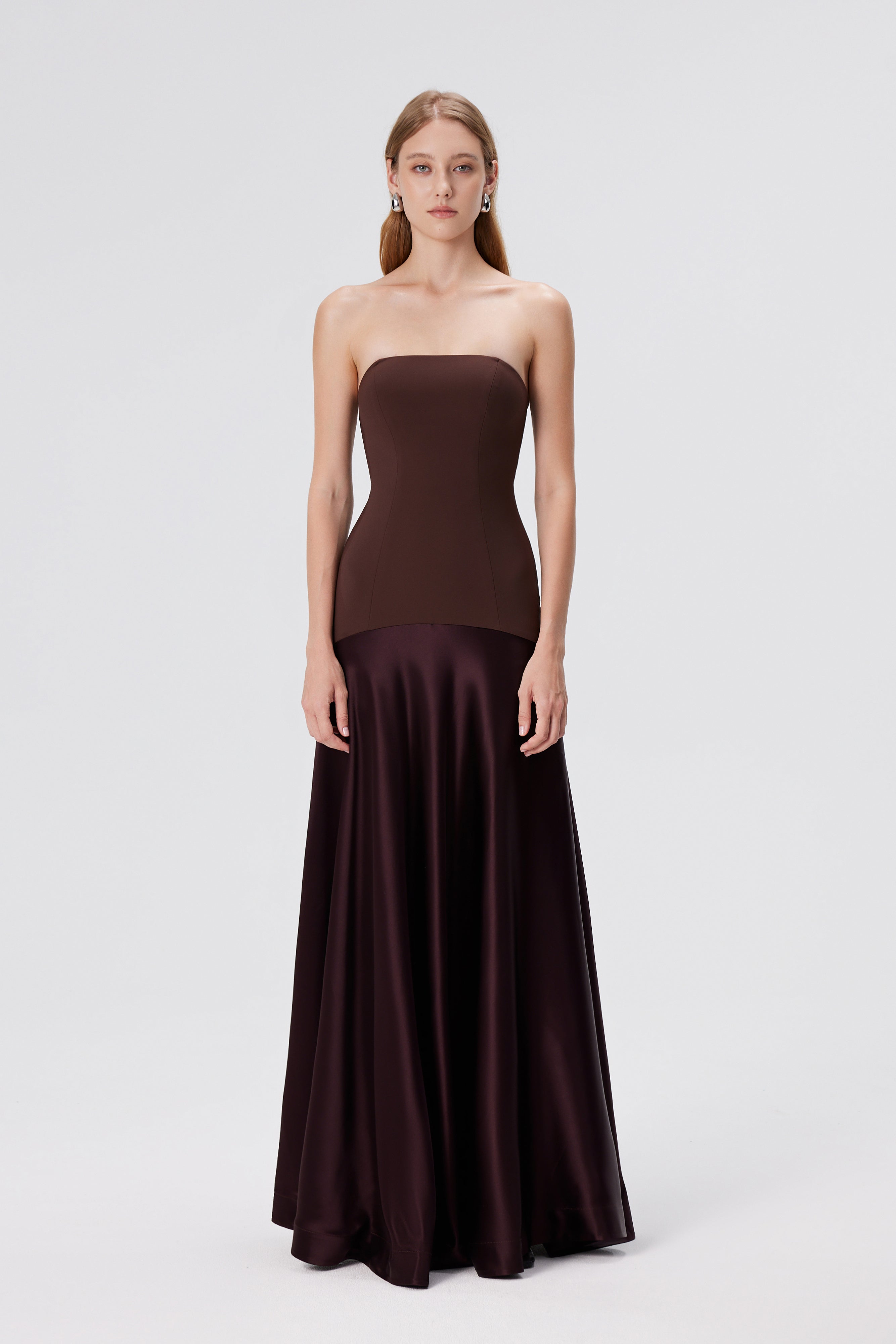 Aura Strapless Gown - Espresso