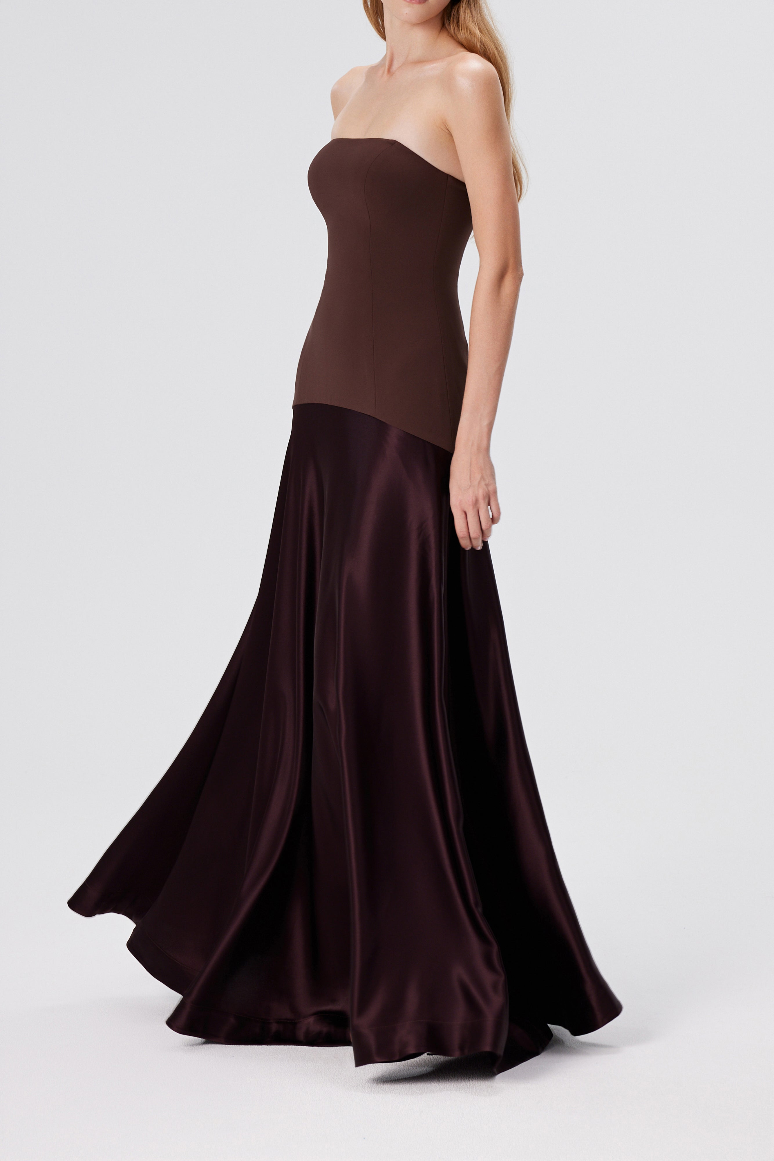 Aura Strapless Gown - Espresso