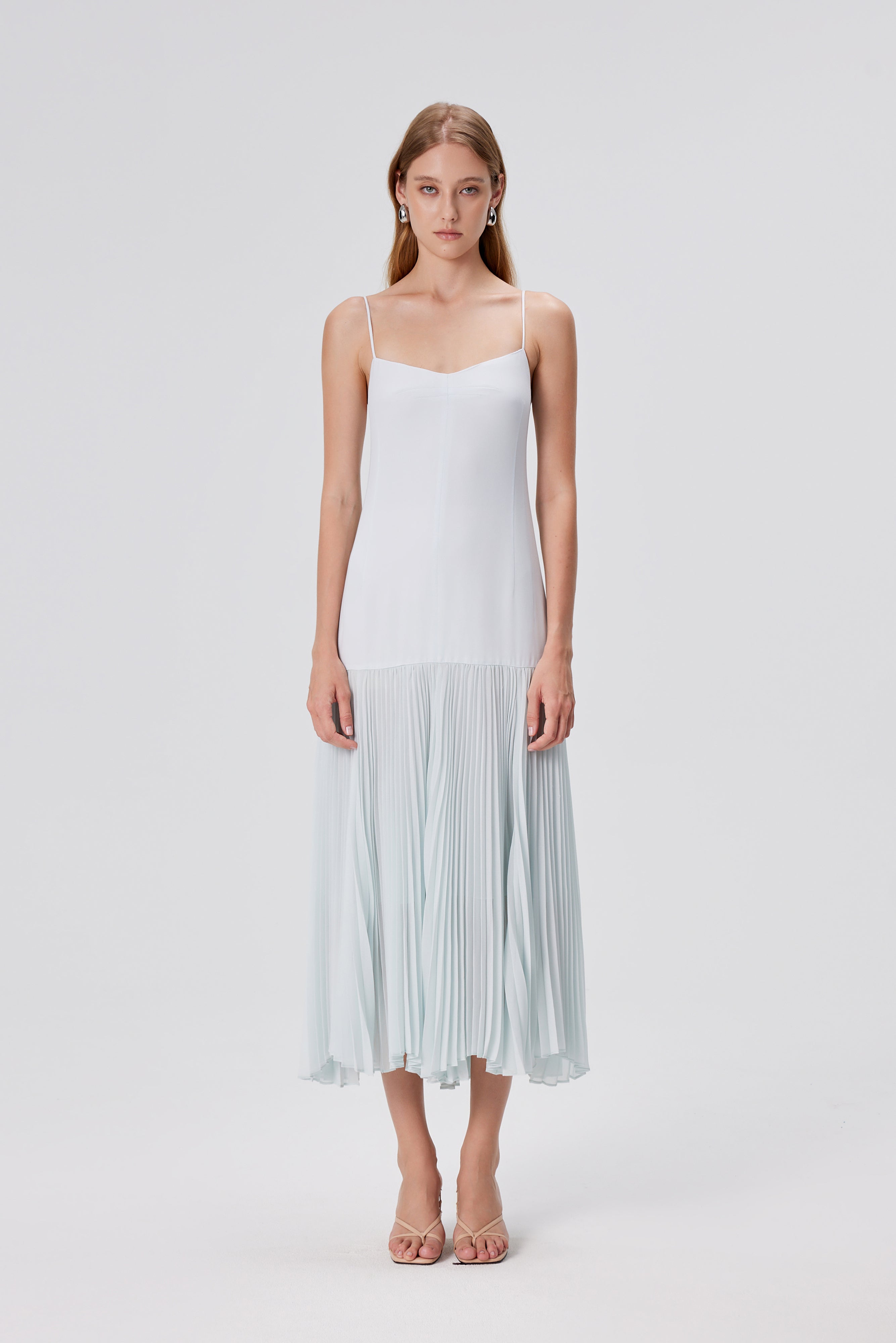 Inan Pleated Midi Dress - Sky Blue