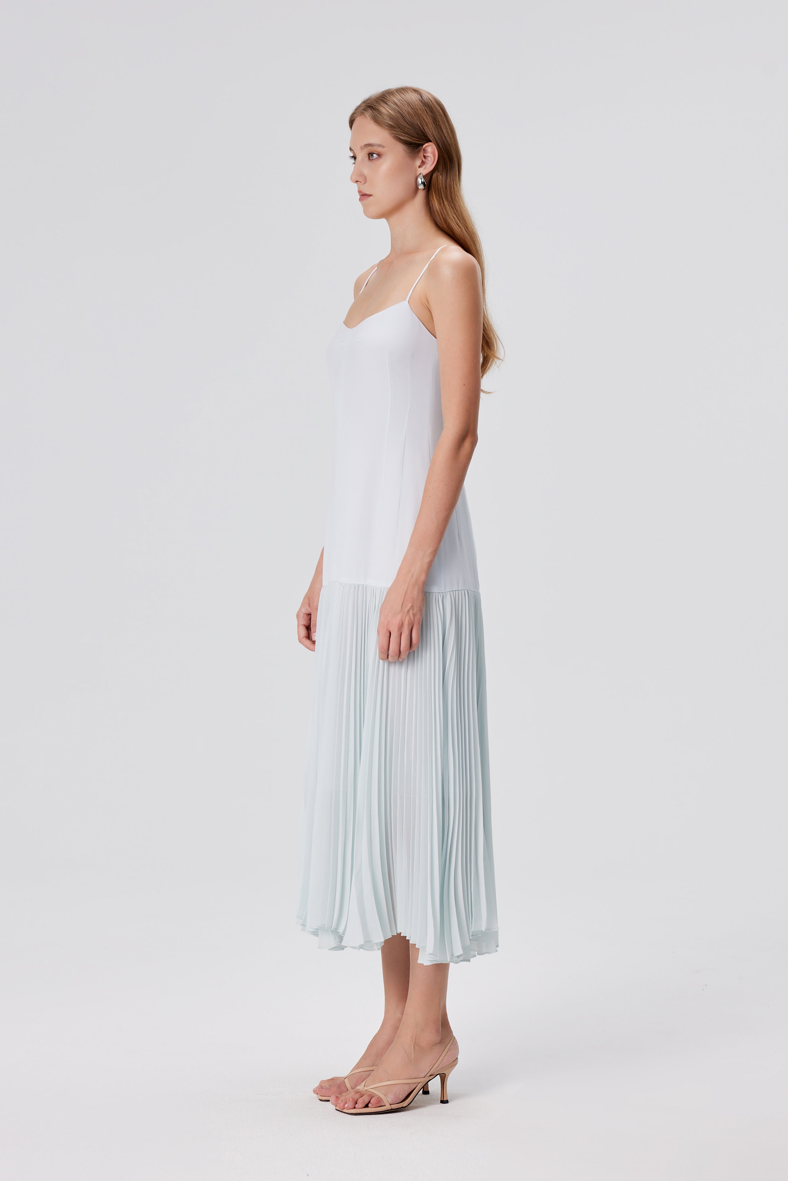 Inan Pleated Midi Dress - Sky Blue
