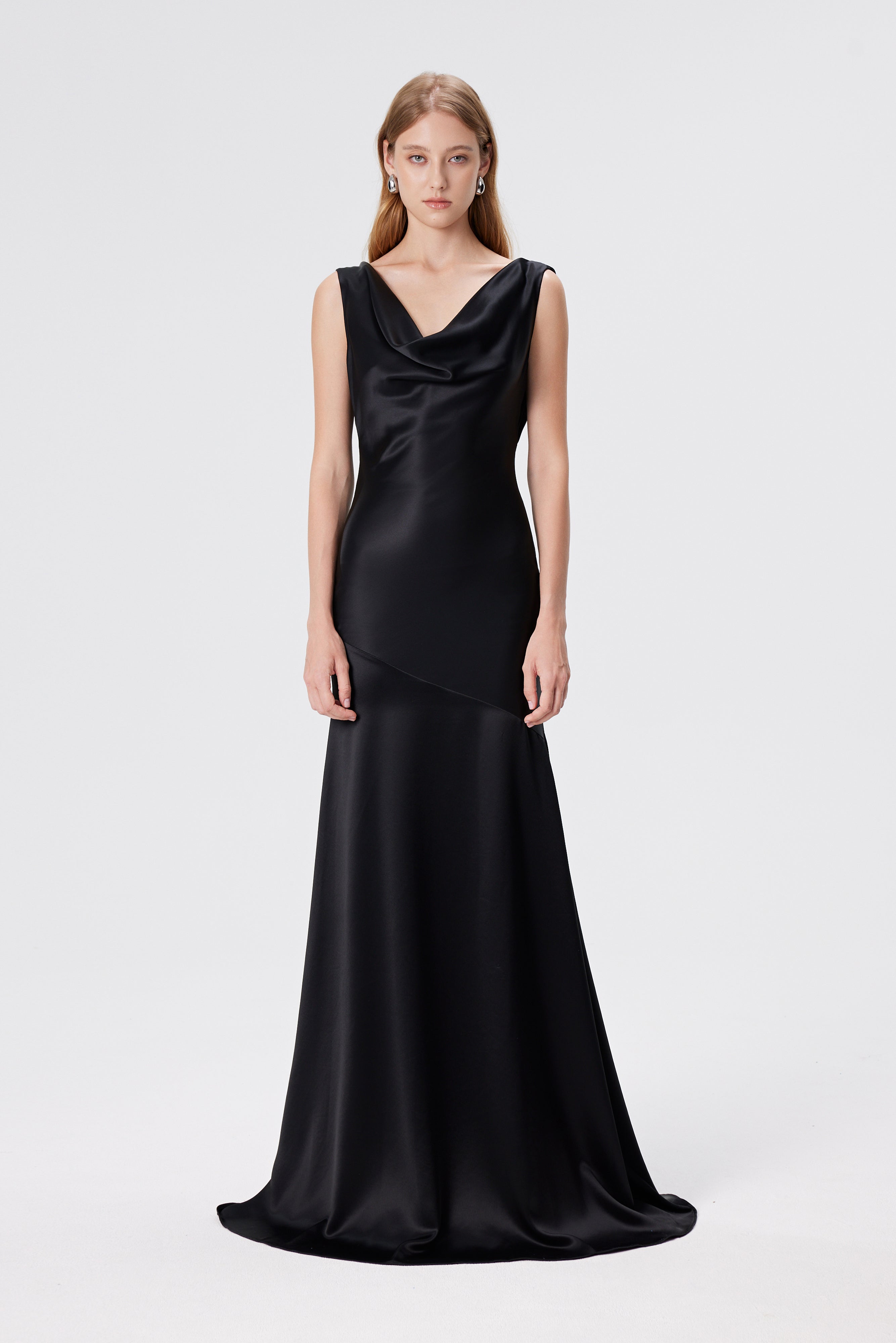 Tita Draped Maxi Gown - Black
