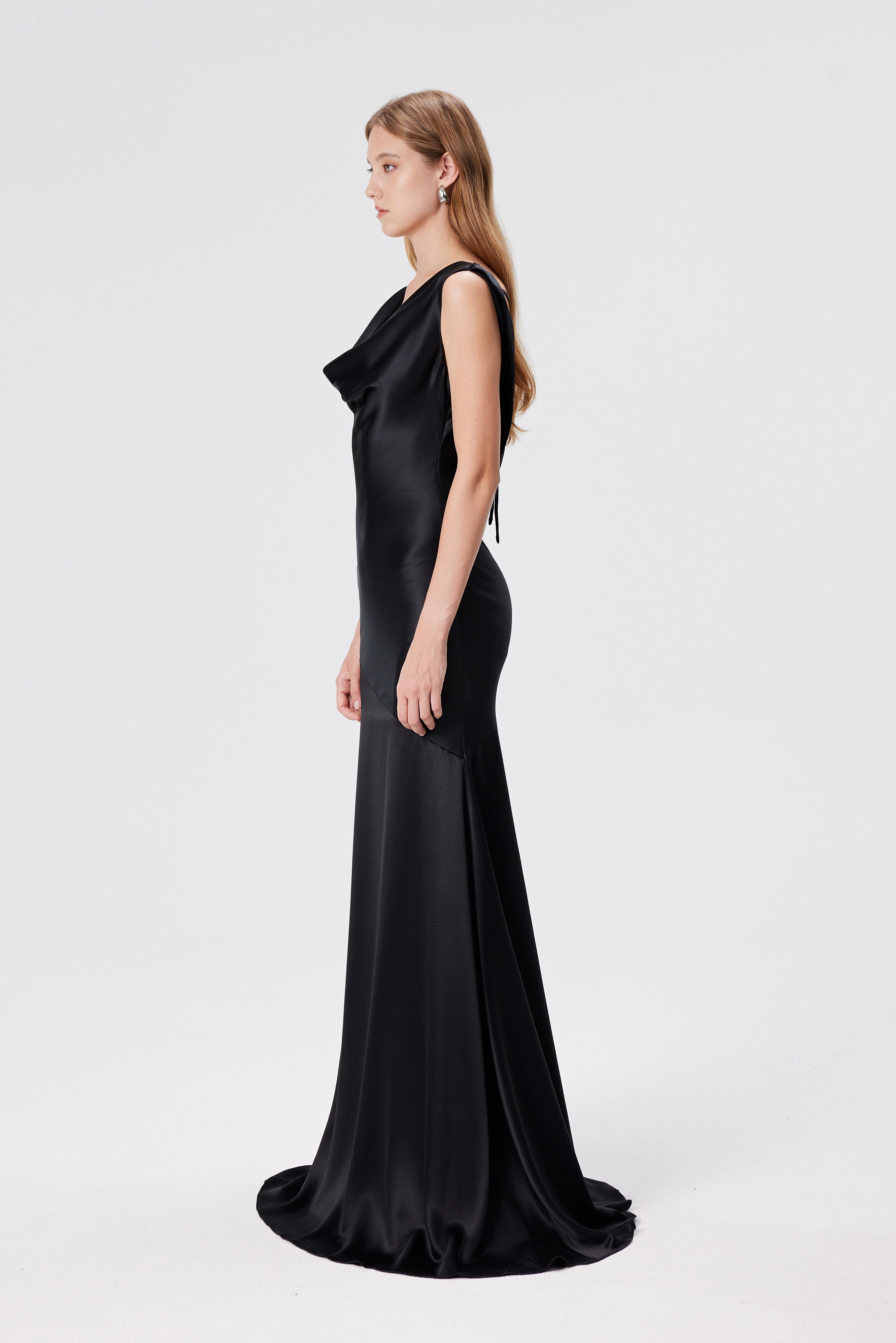 Tita Draped Maxi Gown - Black
