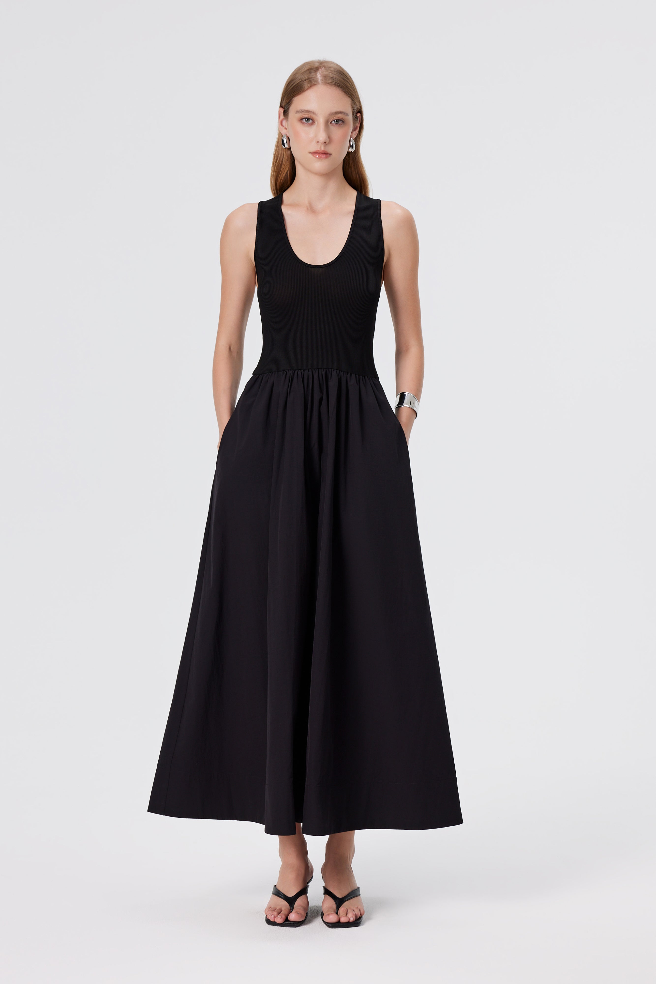 Kamari Plunge Neck Midi Dress