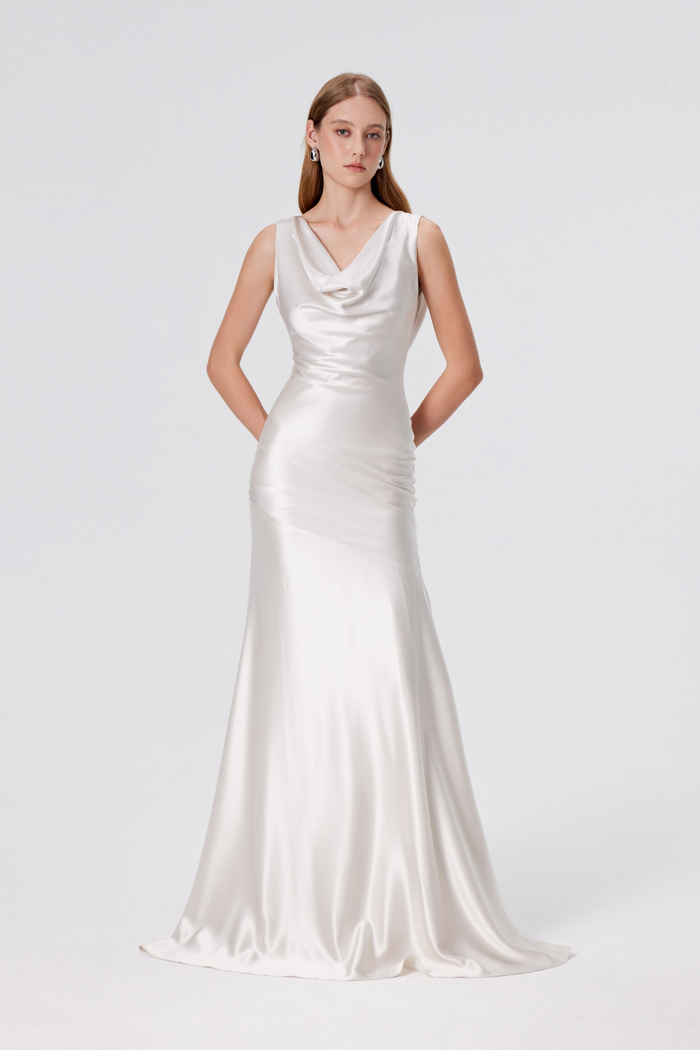 Tita Draped Maxi Gown - Pearl