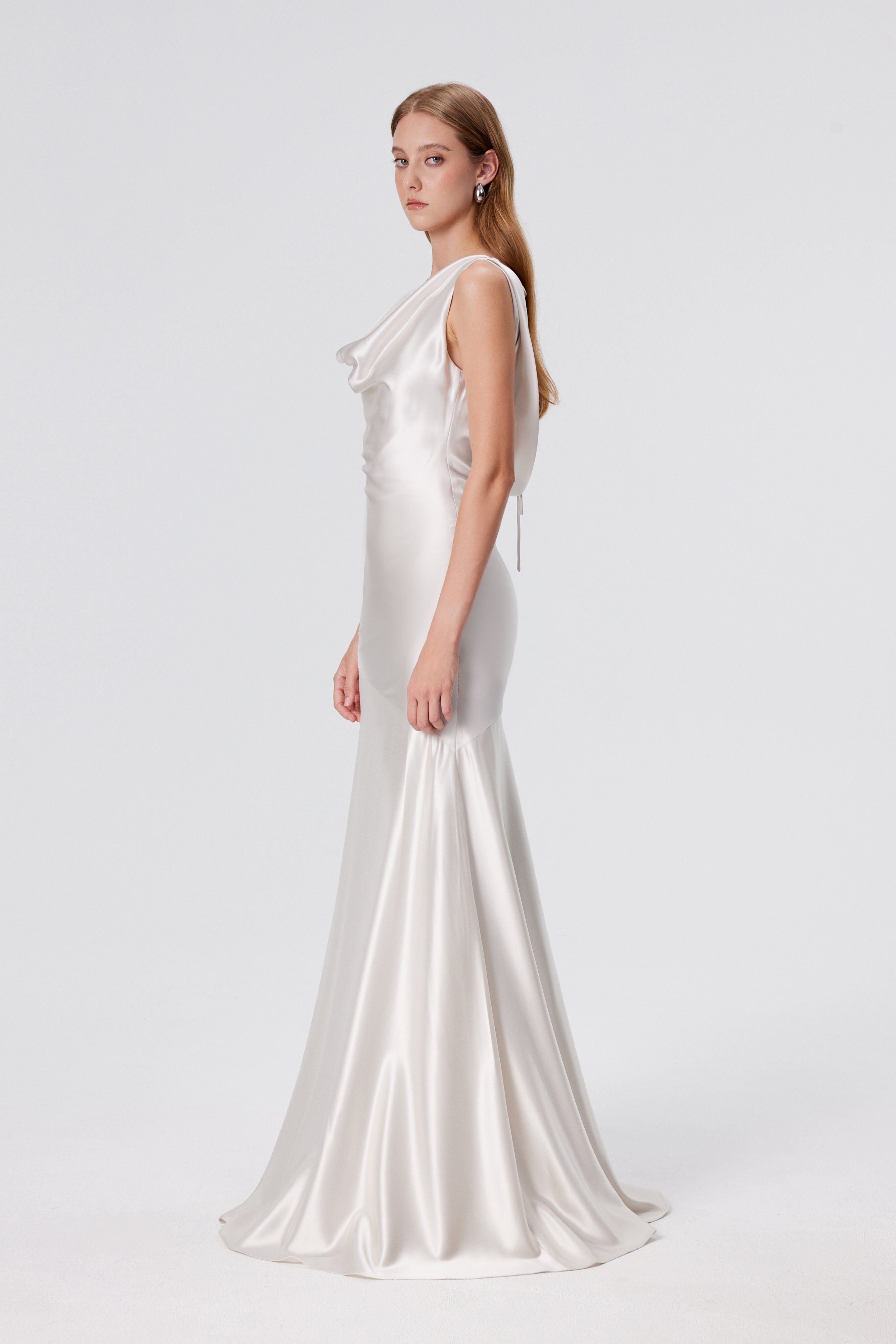 Tita Draped Maxi Gown - Pearl