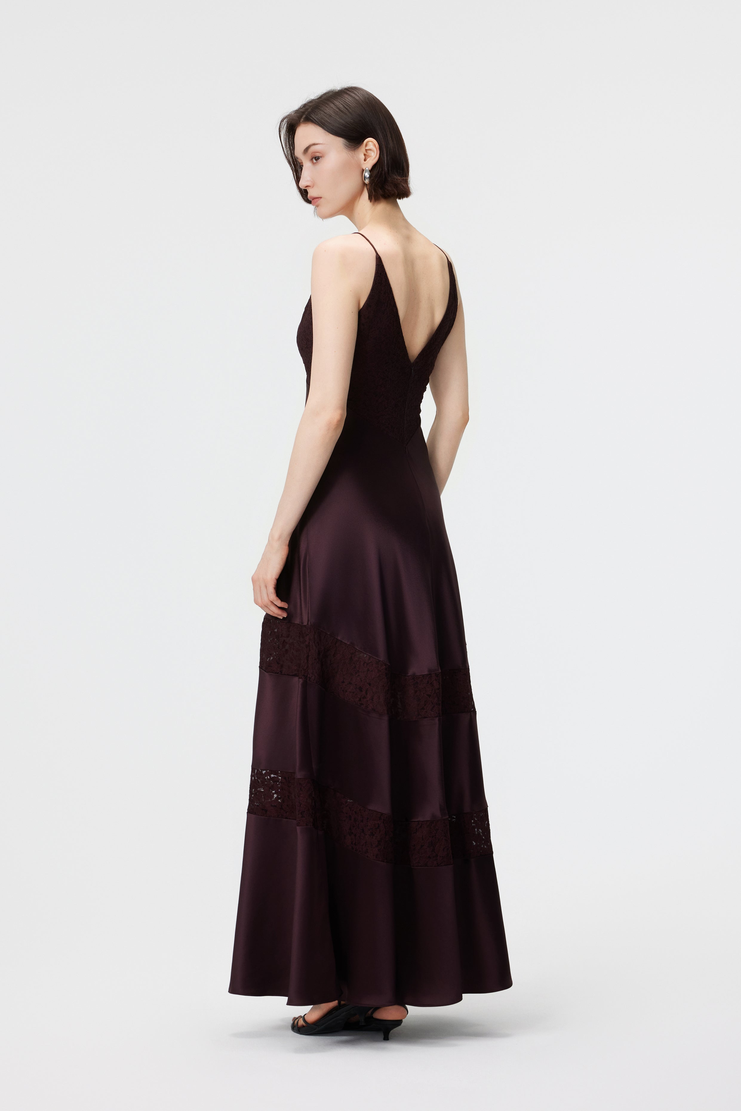 Kaia Lace-Insert Maxi Dress - Espresso