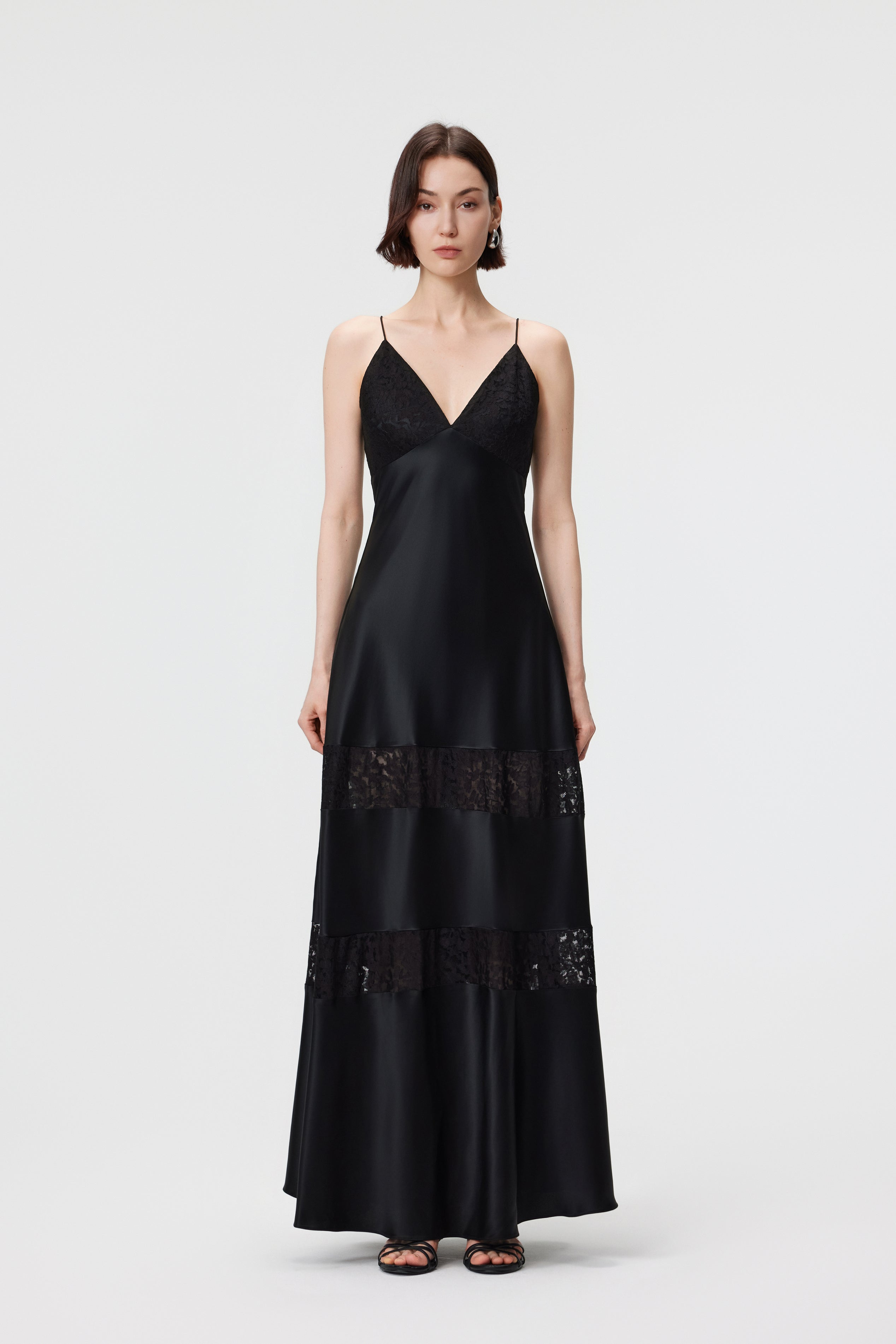 Kaia Lace-Insert Maxi Dress - Black