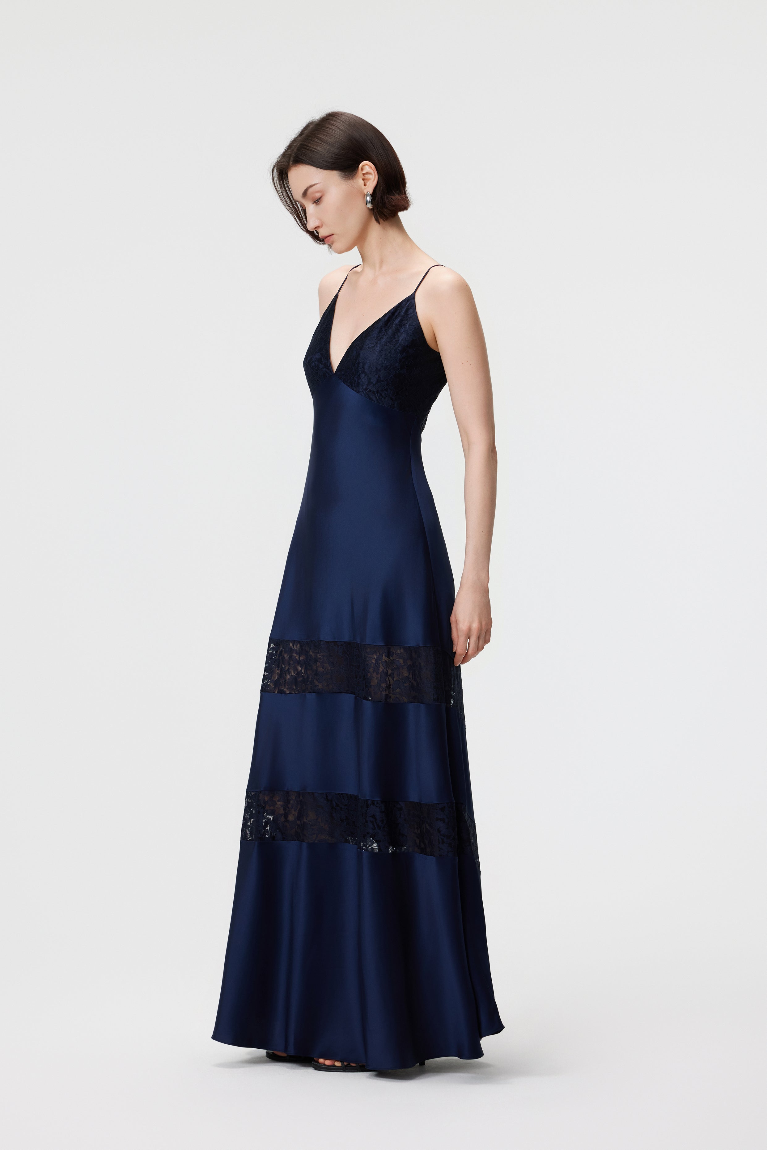 Kaia Lace-Insert Maxi Dress - Midnight Blue