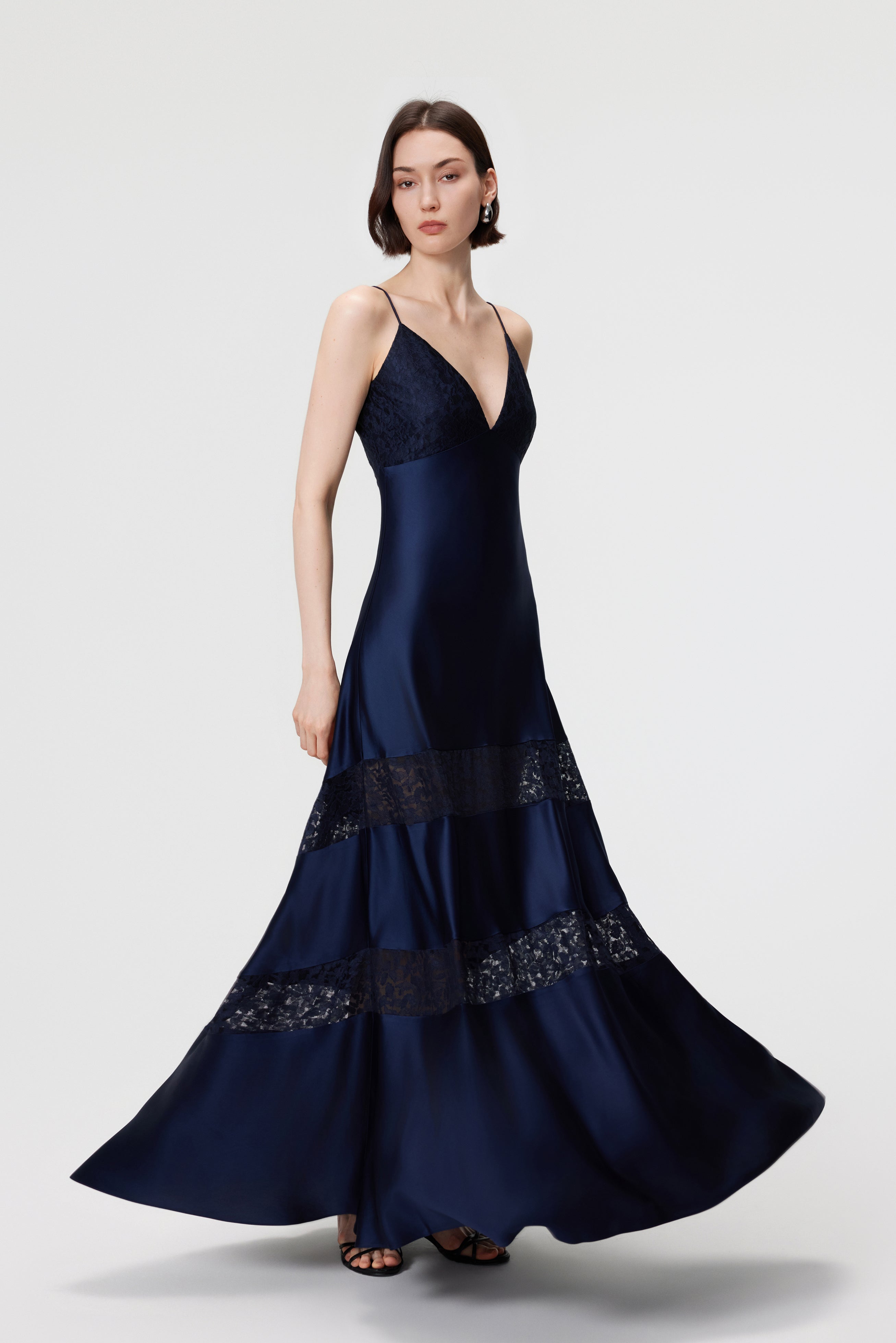 Kaia Lace-Insert Maxi Dress - Midnight Blue