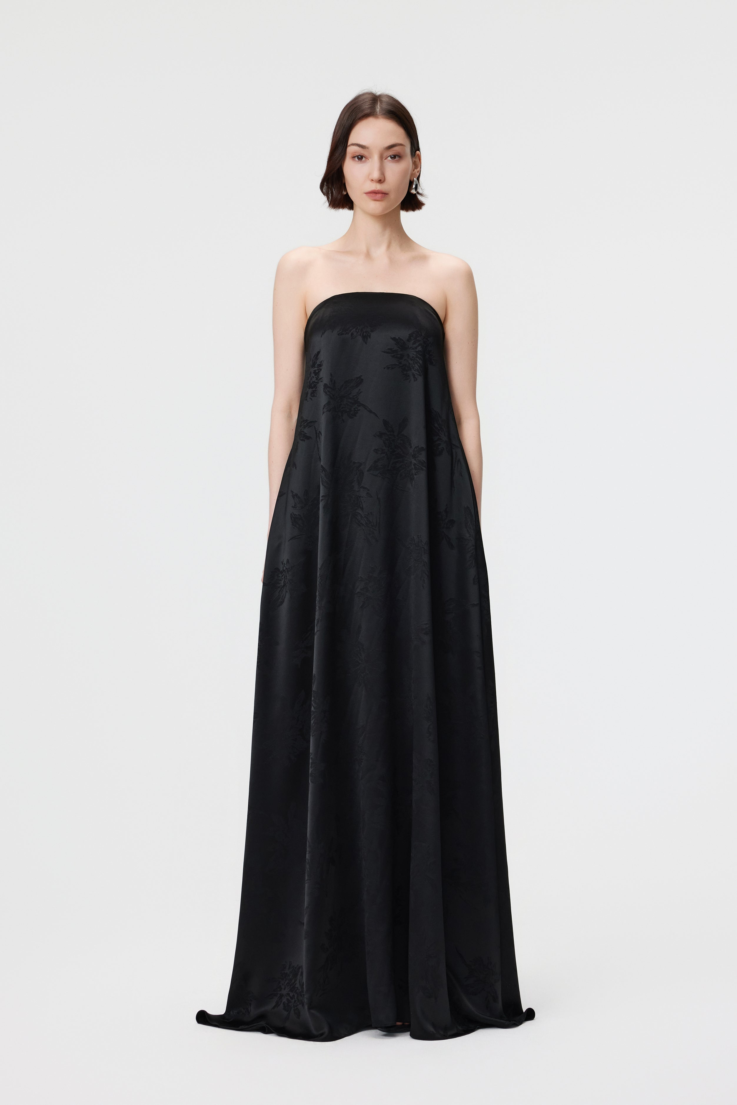 Iris Jacquard Strapless Maxi Dress - Black
