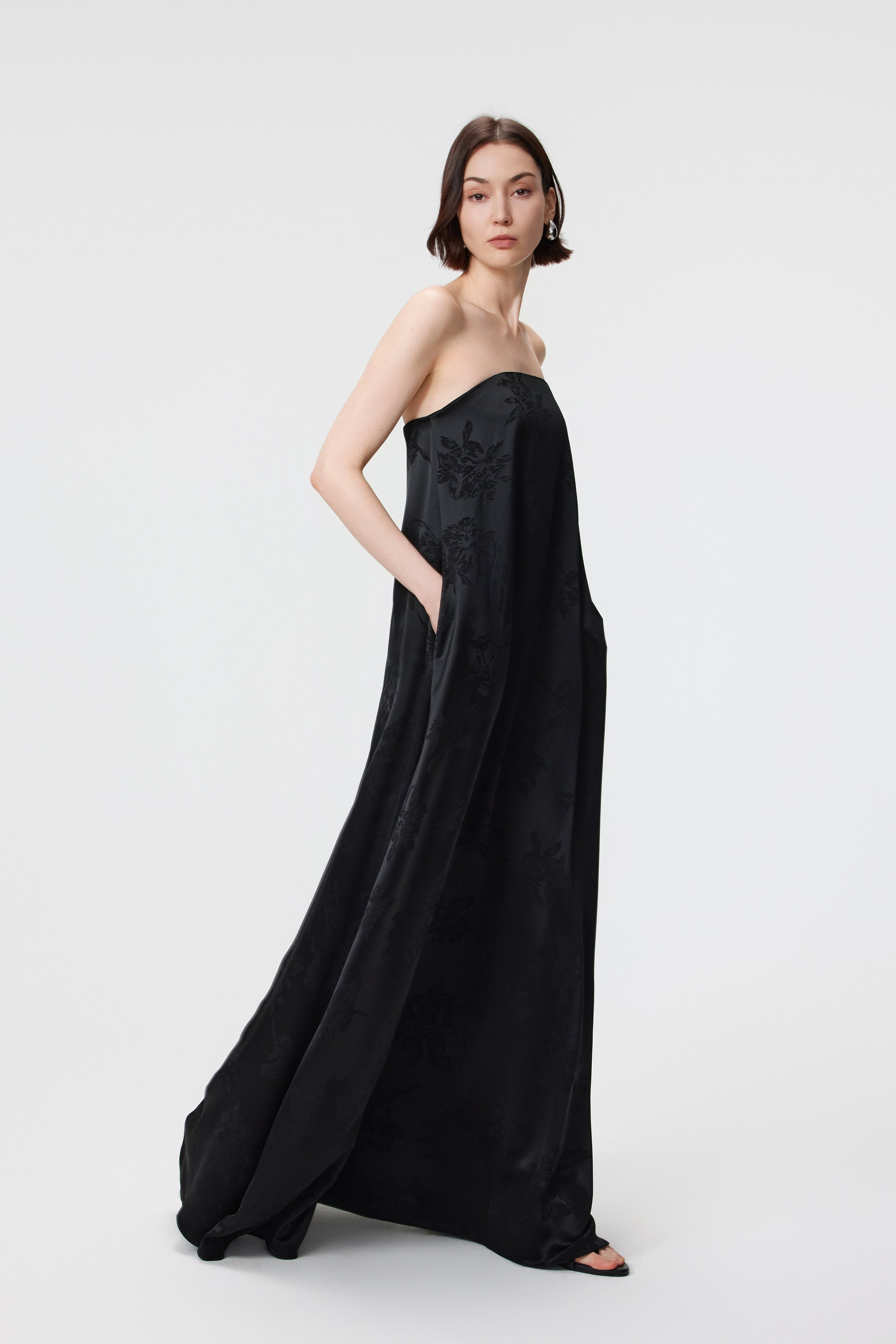 Iris Jacquard Strapless Maxi Dress - Black