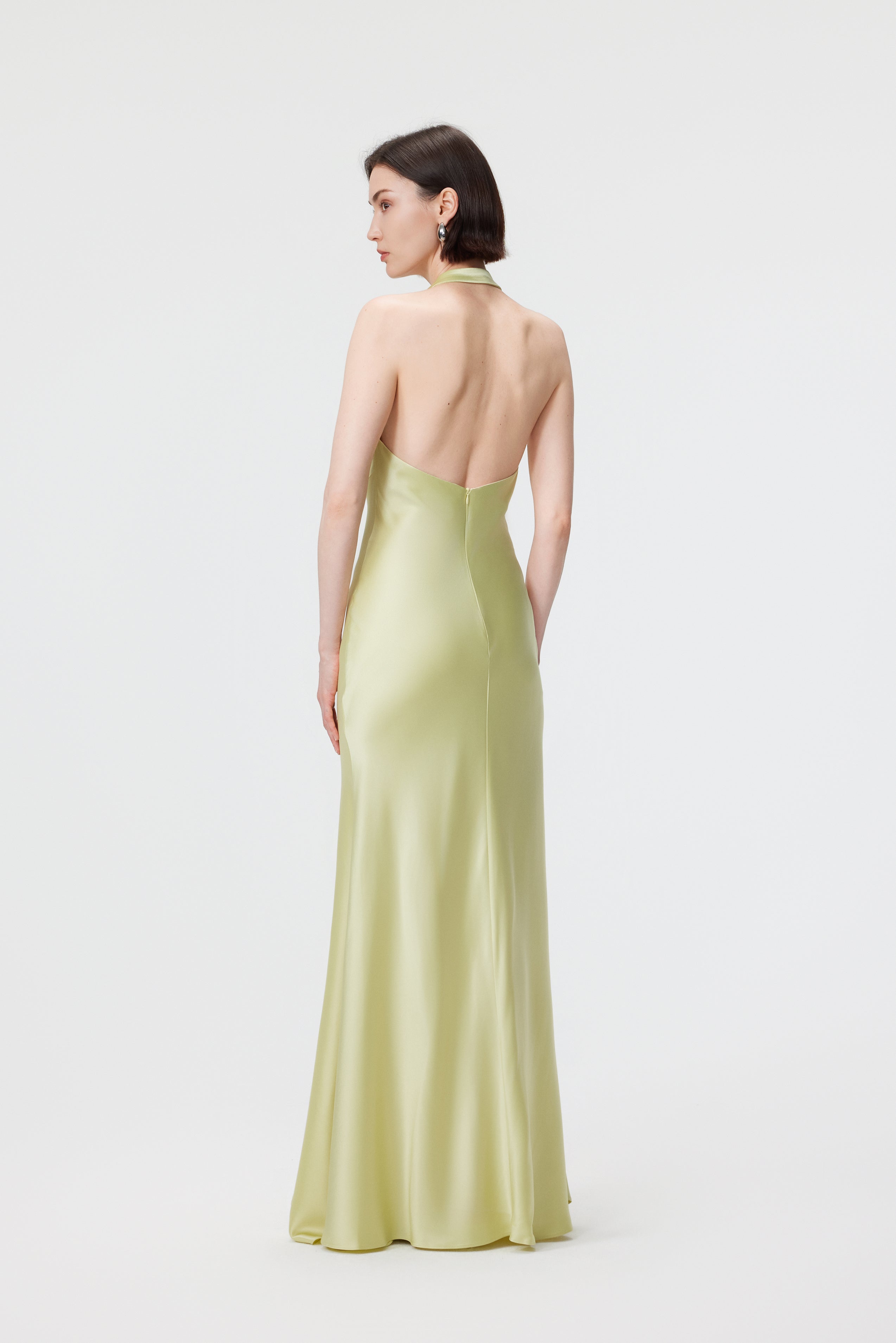 Rhea Halter Gown & Scarf Set - Citron