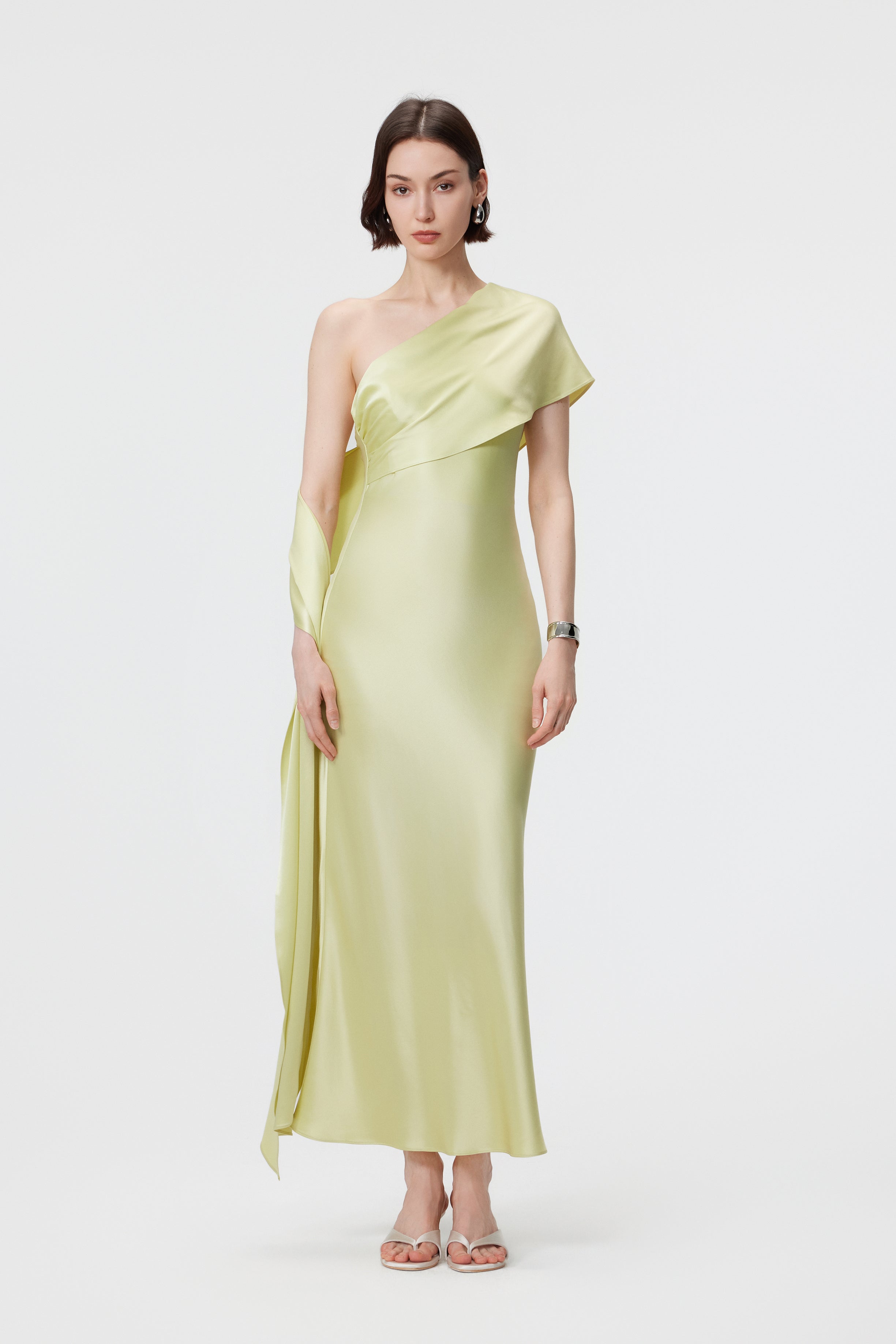 Lyra Convertible Scarf-Neck Dress - Citron