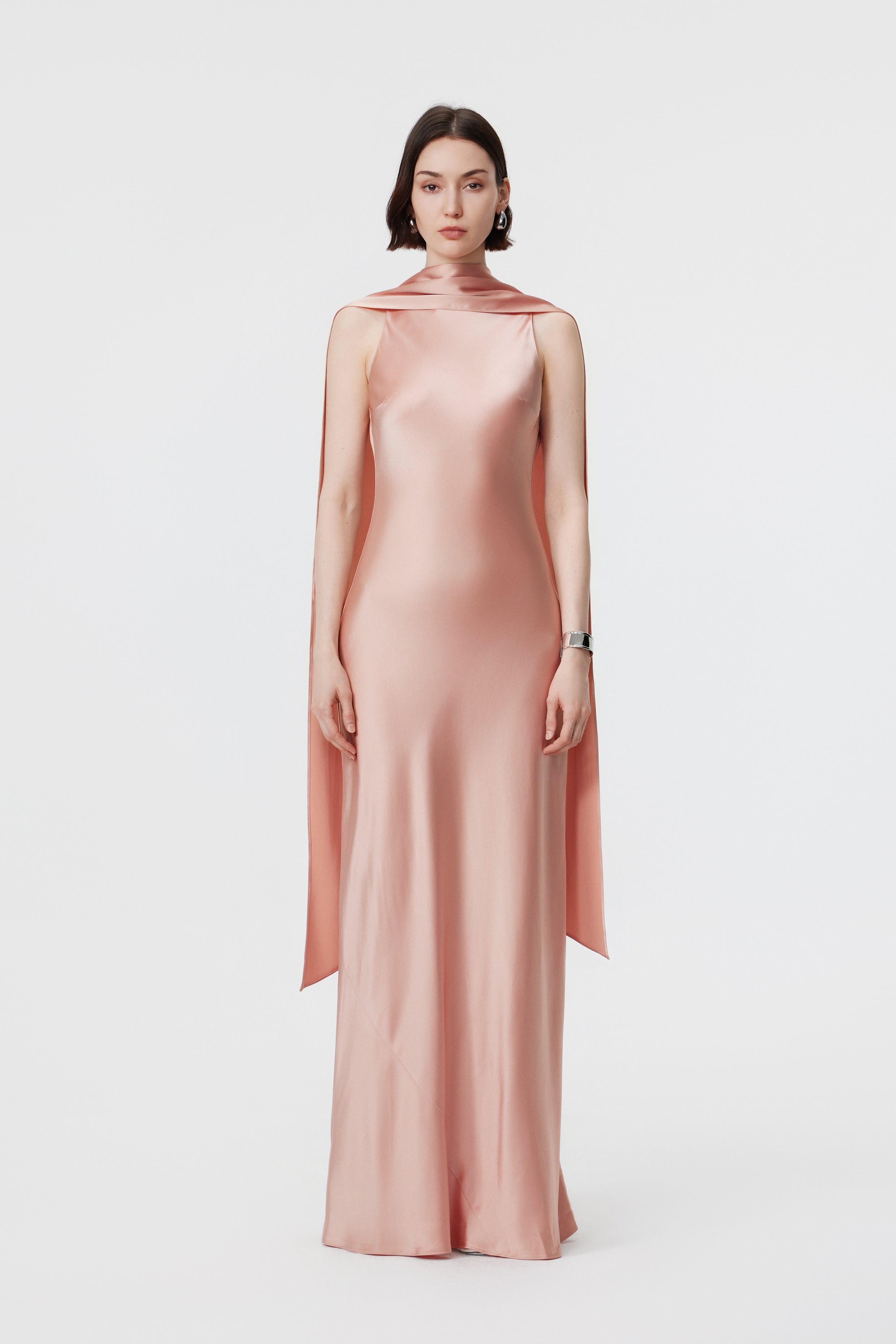 Elara Convertible High-Neck Gown - Terracotta Rose