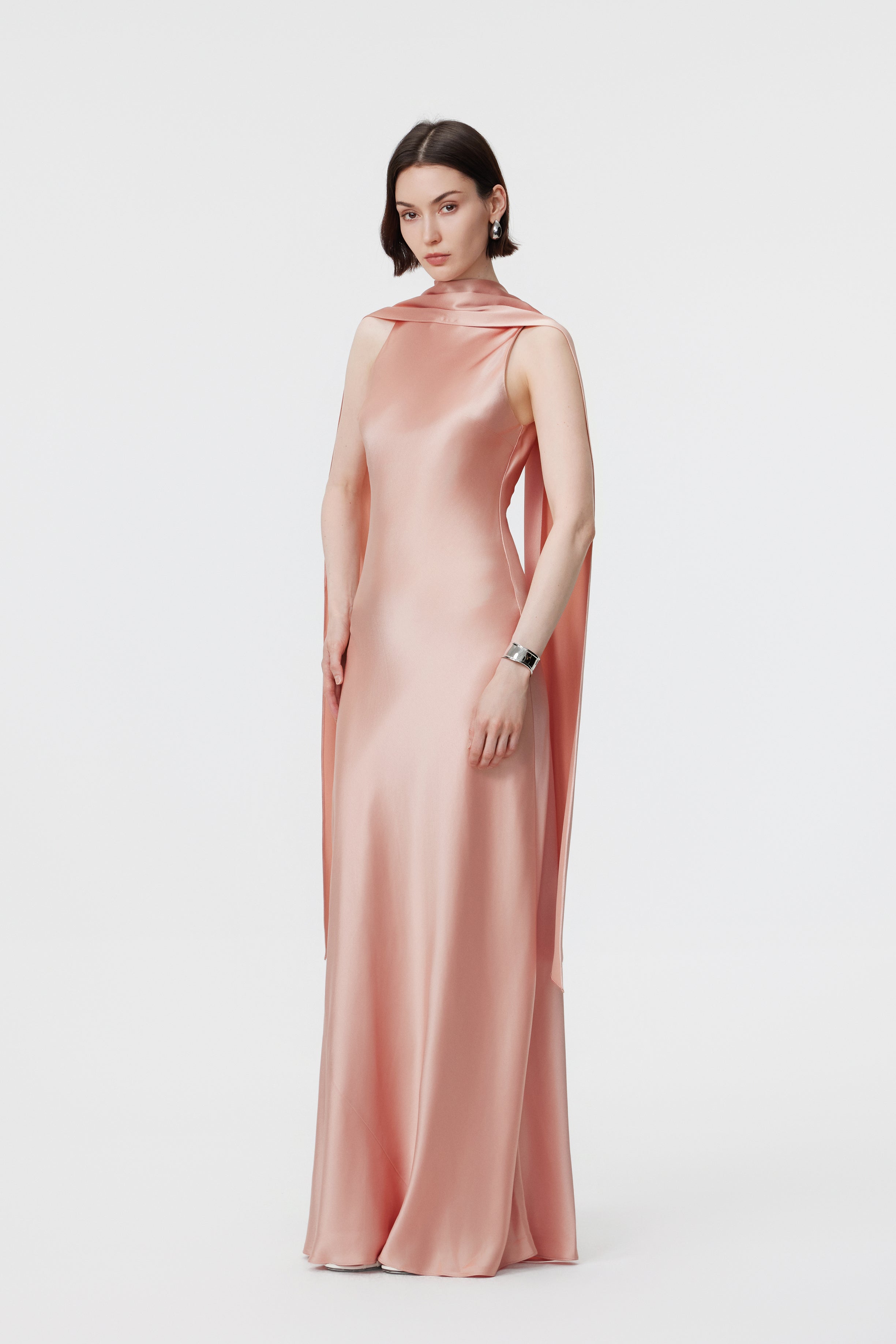 Elara Convertible High-Neck Gown - Terracotta Rose