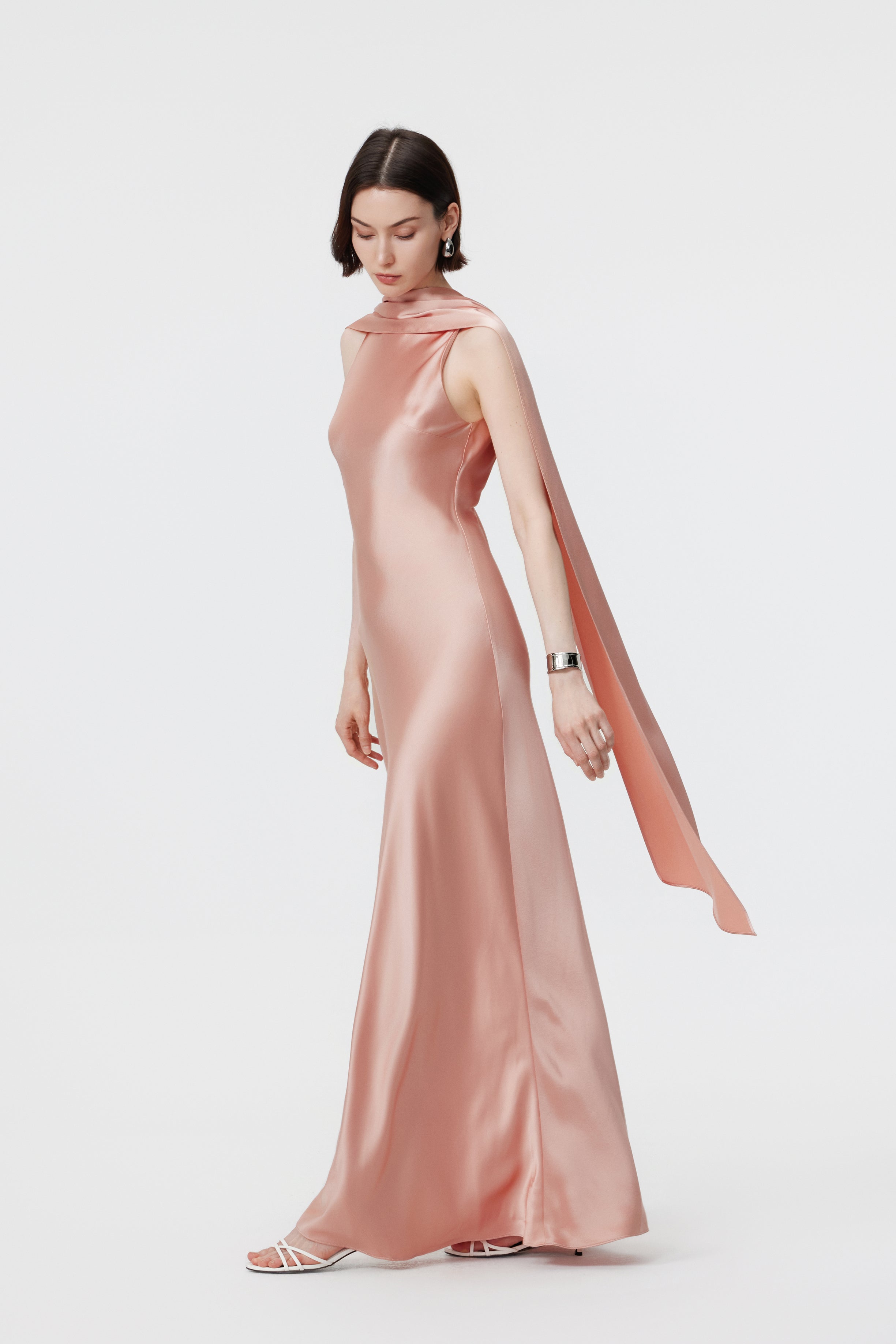 Elara Convertible High-Neck Gown - Terracotta Rose