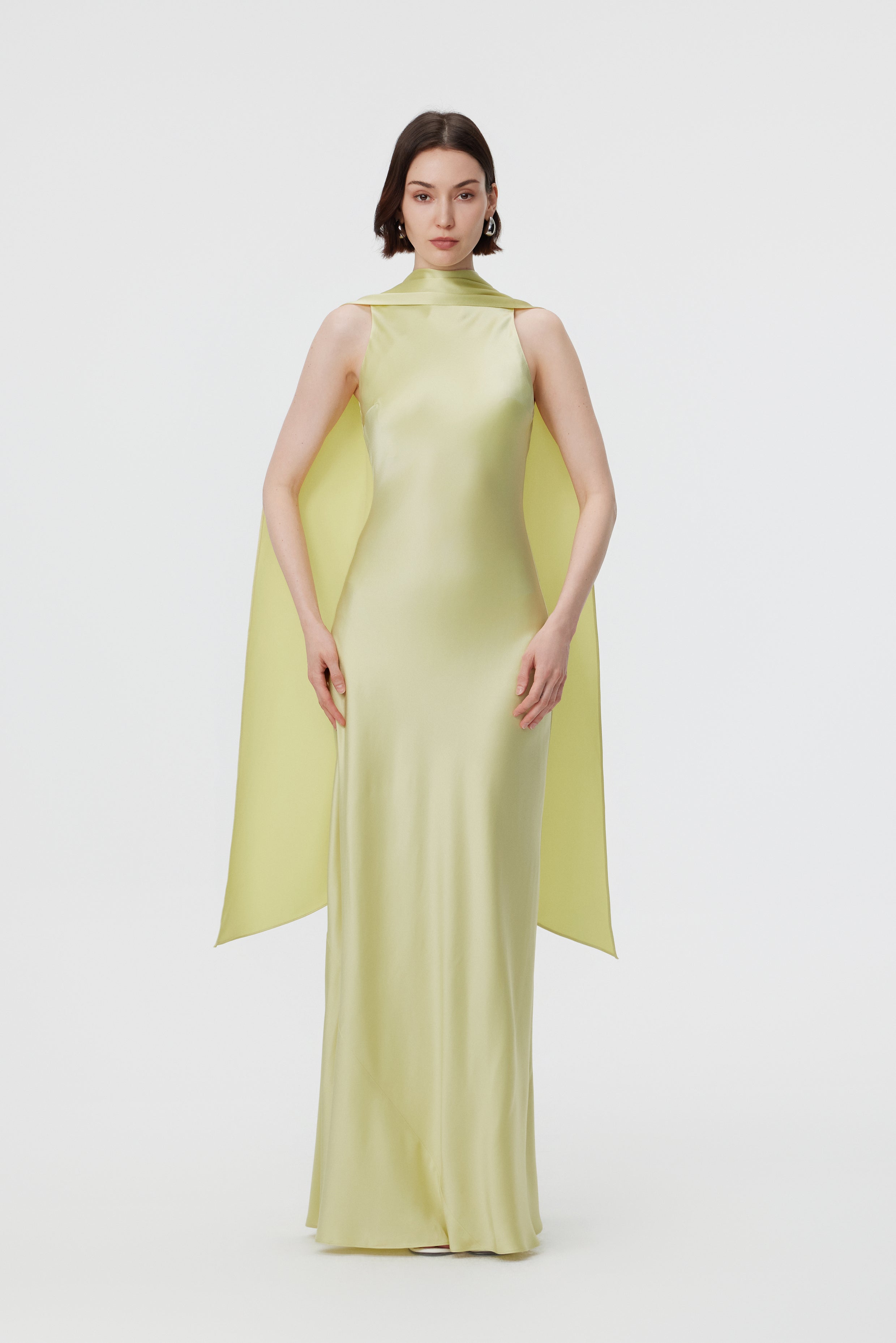 Elara Convertible High-Neck Gown - Citron