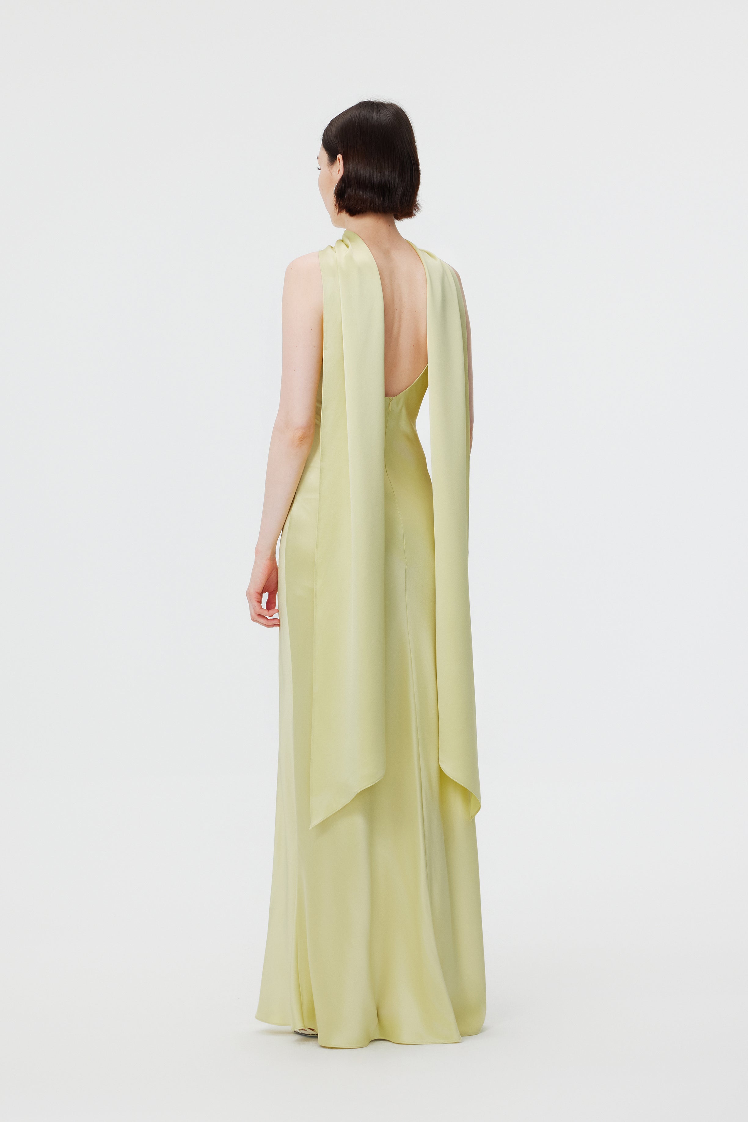 Elara Convertible High-Neck Gown - Citron
