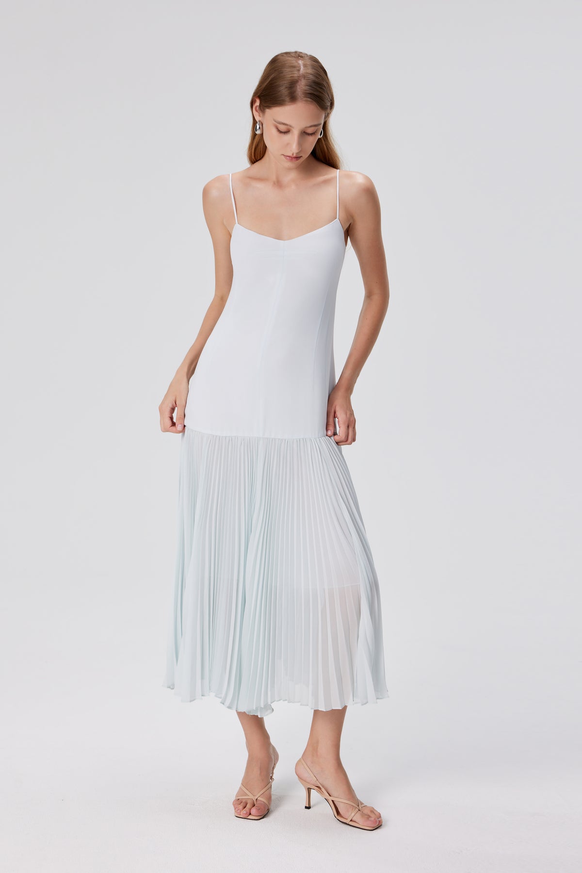 Inan Pleated Midi Dress - Sky Blue