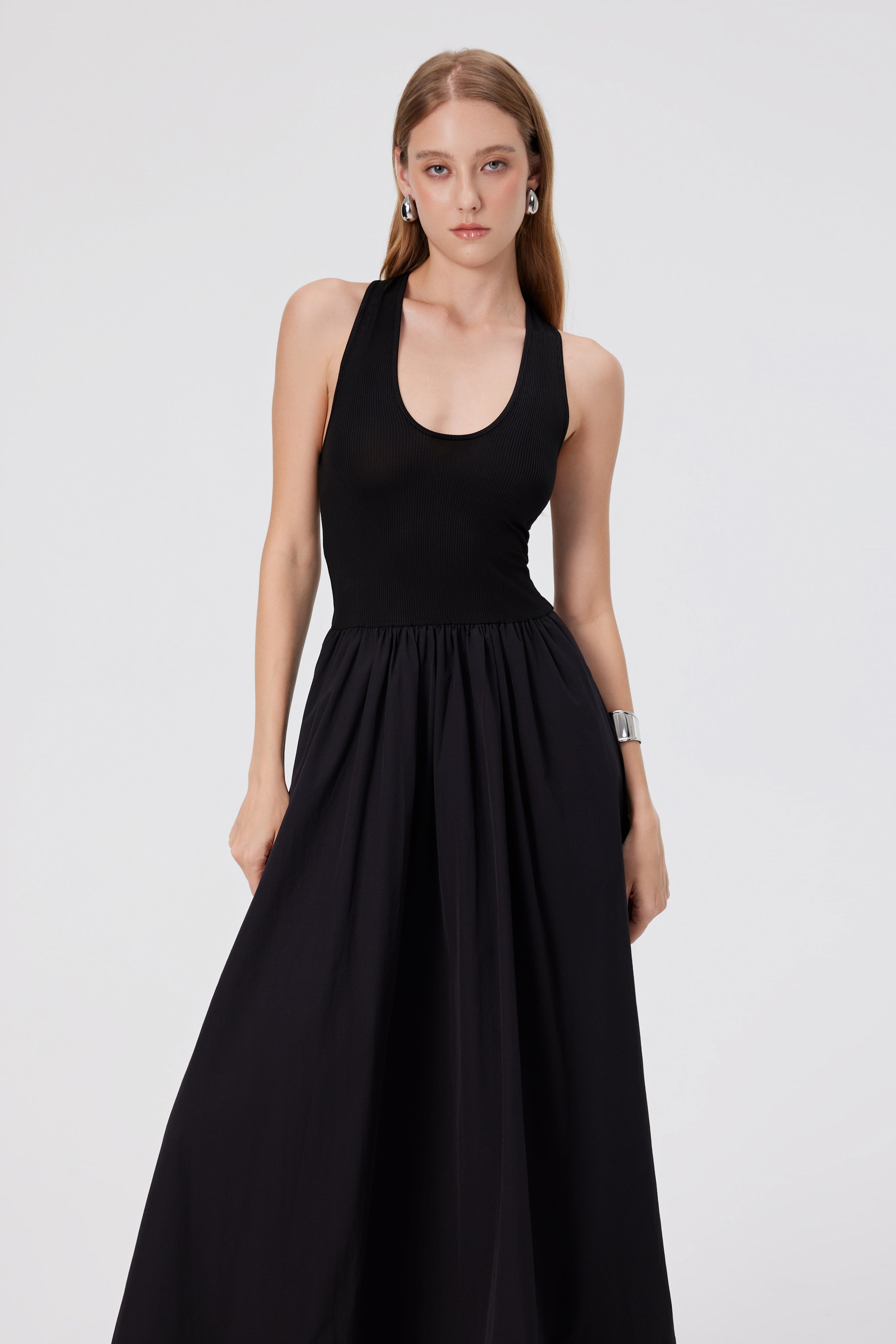 Kamari Plunge Neck Midi Dress