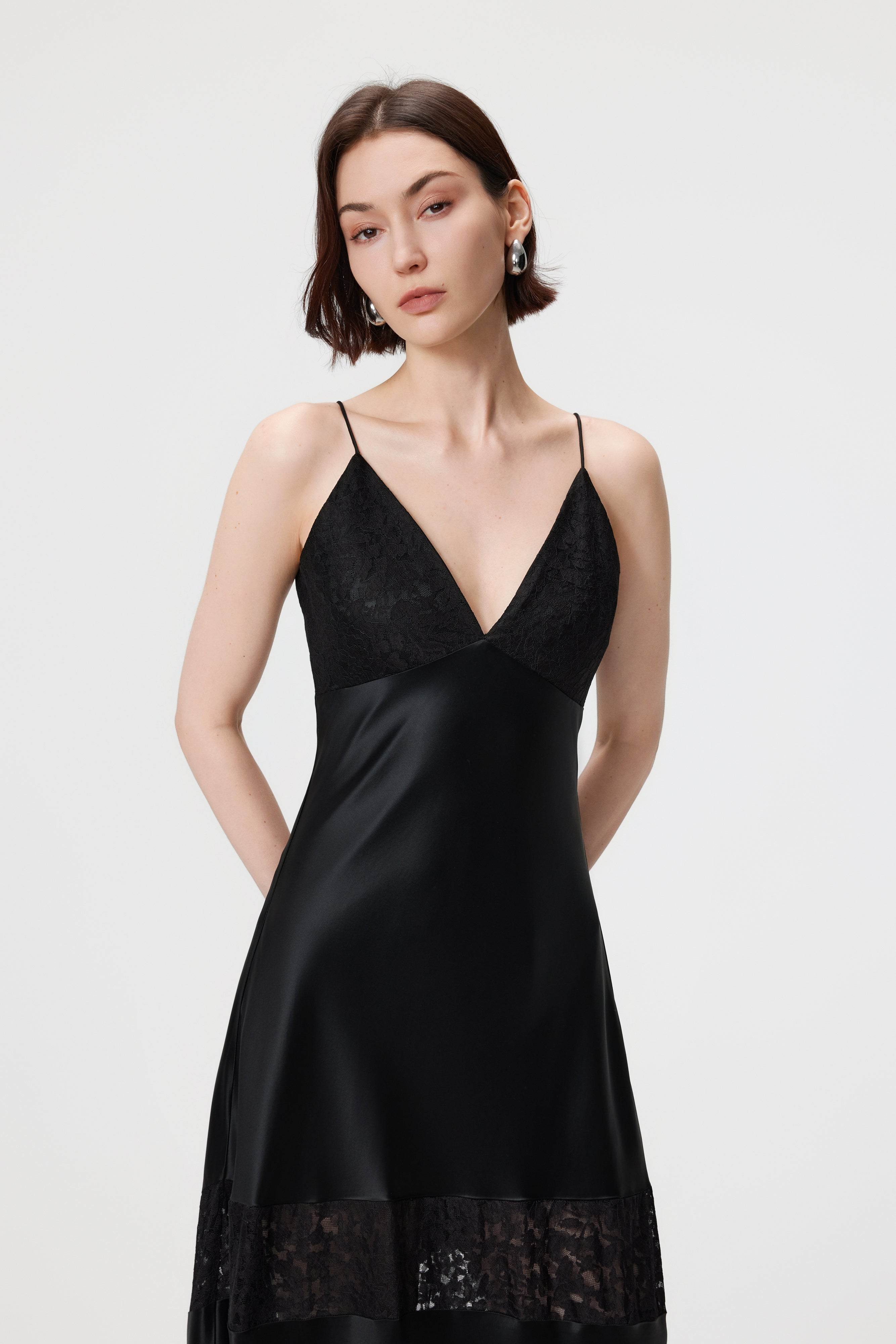 Kaia Lace-Insert Maxi Dress - Black
