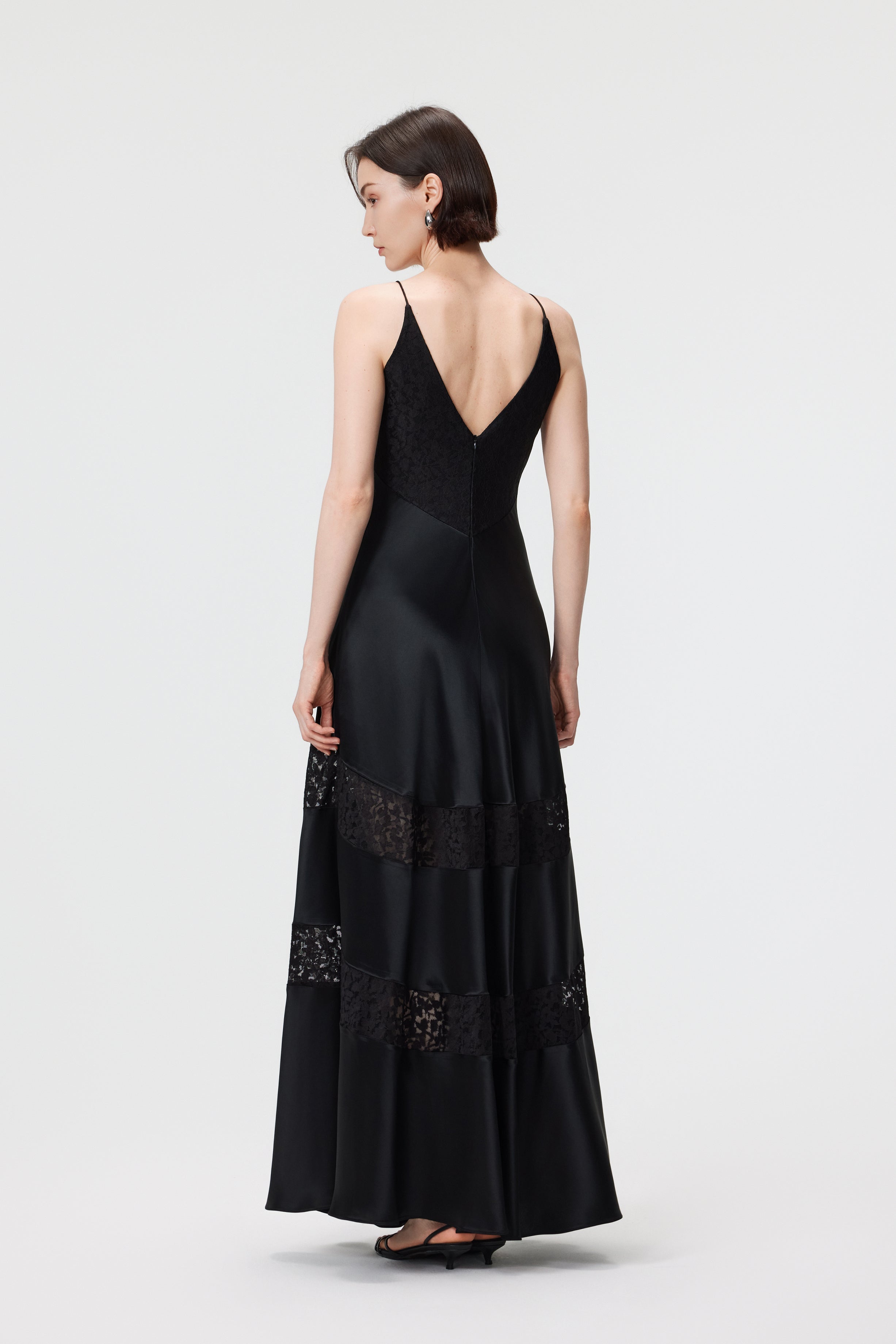 Kaia Lace-Insert Maxi Dress - Black