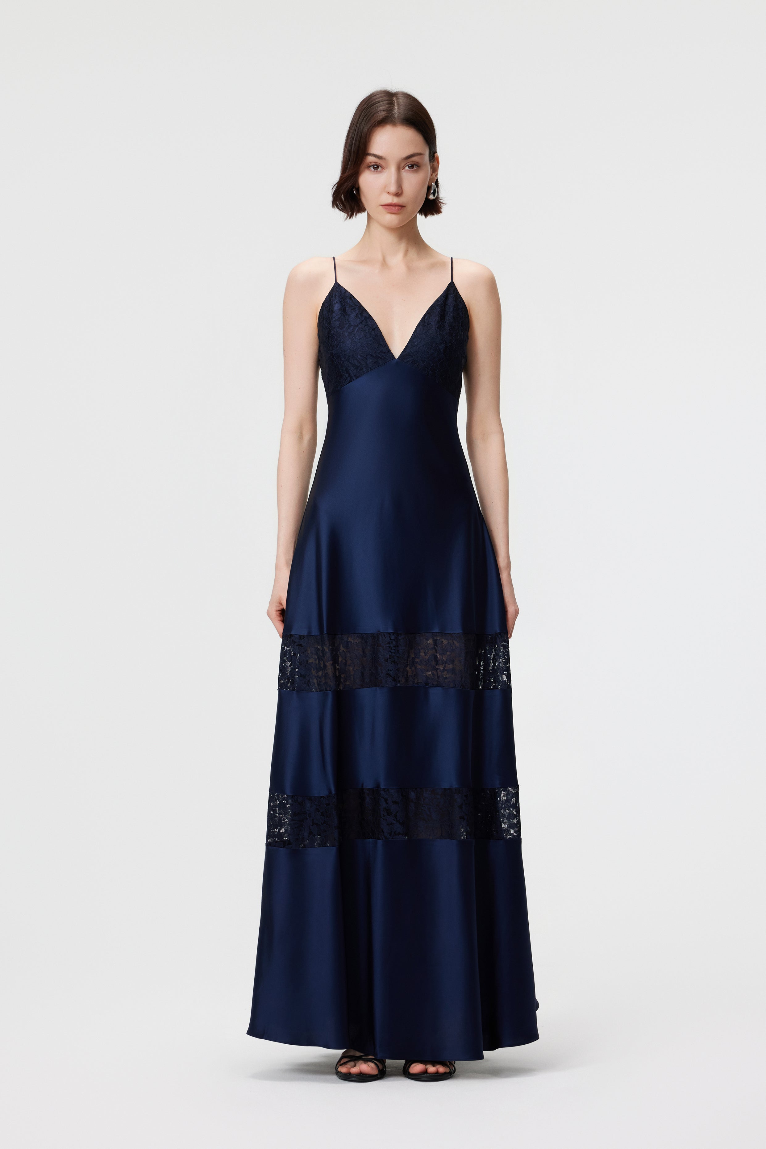 Kaia Lace-Insert Maxi Dress - Midnight Blue