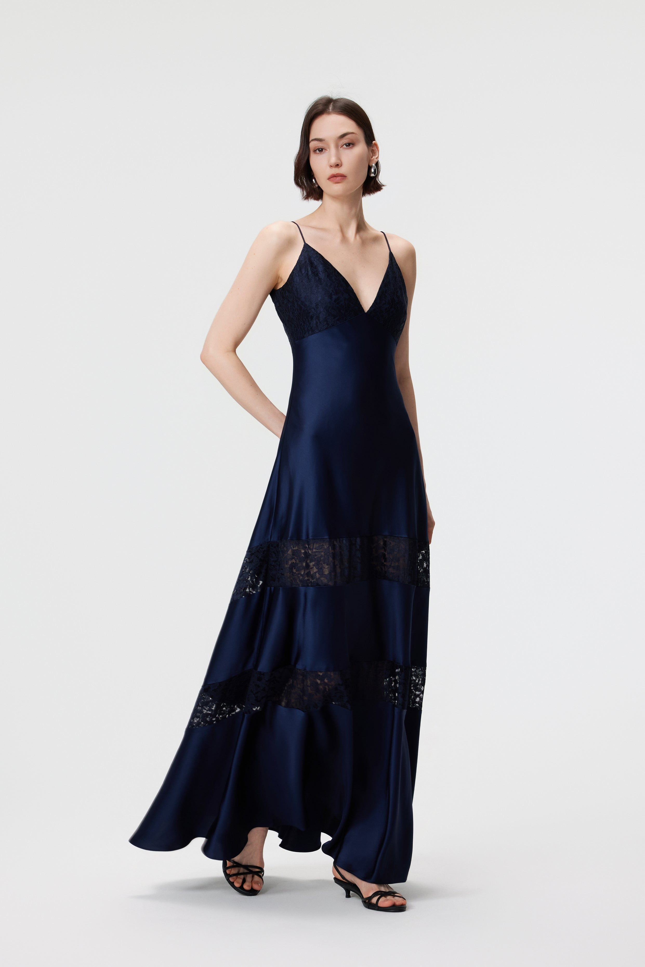 Kaia Lace-Insert Maxi Dress - Midnight Blue