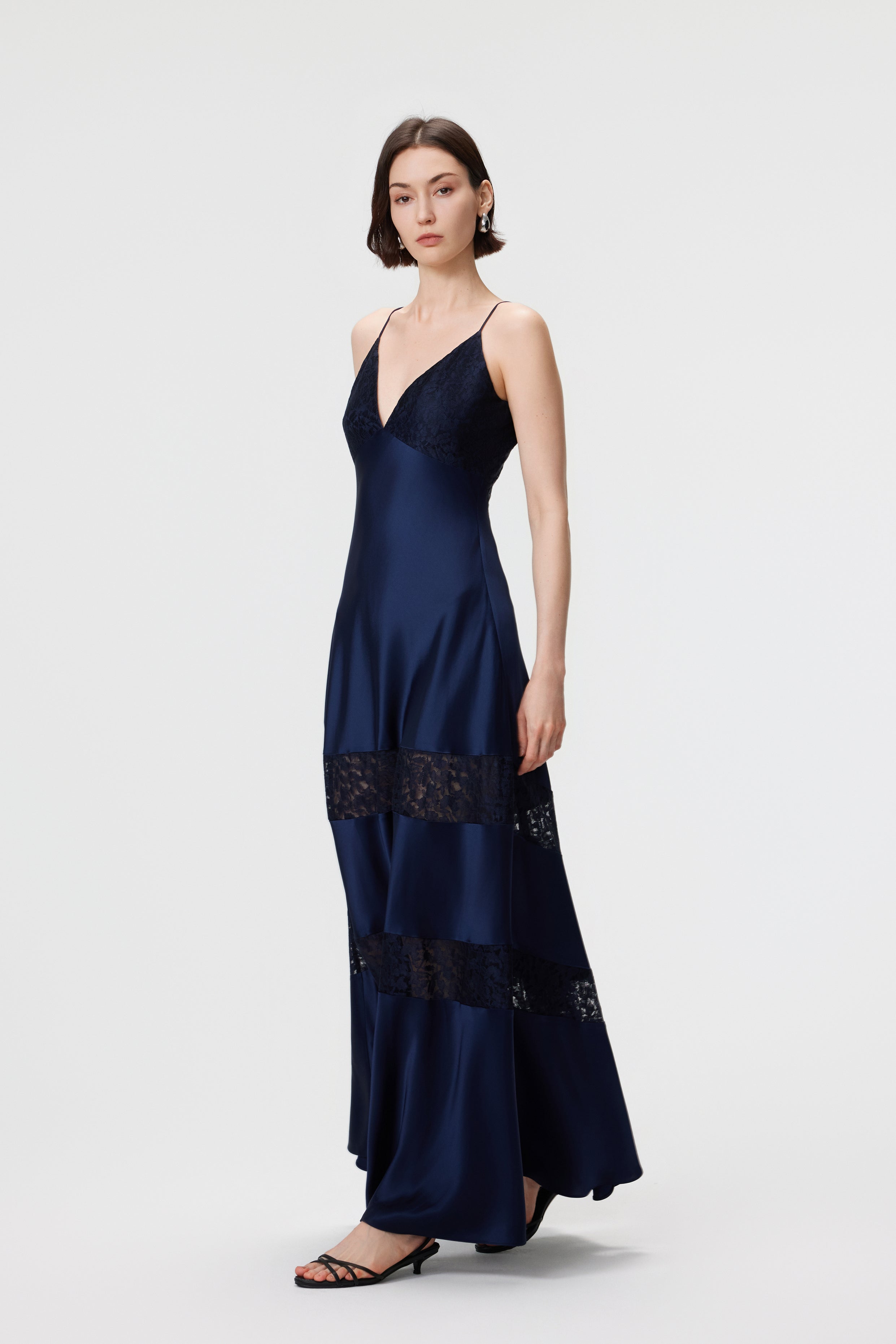 Kaia Lace-Insert Maxi Dress - Midnight Blue
