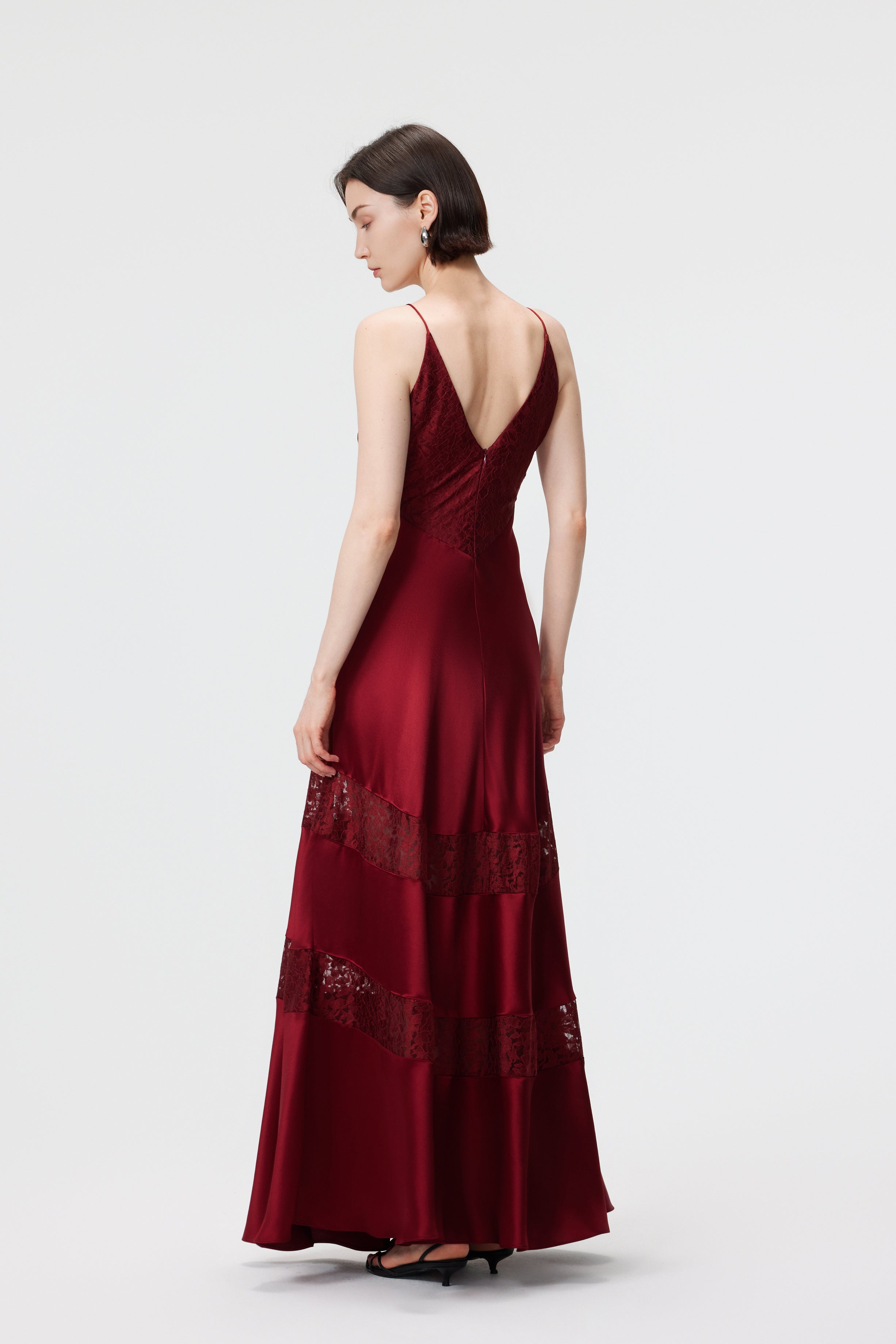 Kaia Lace-Insert Maxi Dress - Ruby