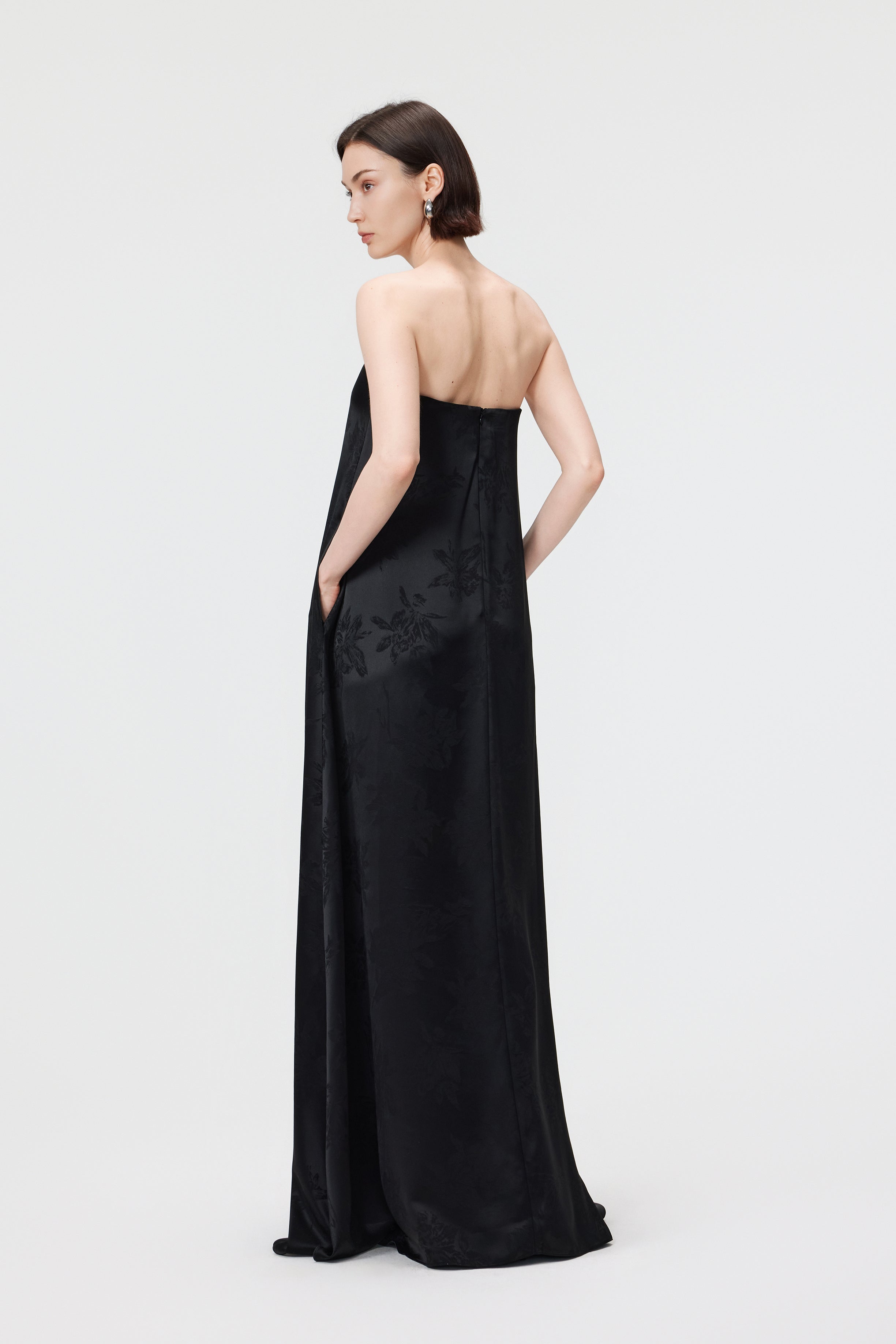 Iris Jacquard Strapless Maxi Dress - Black