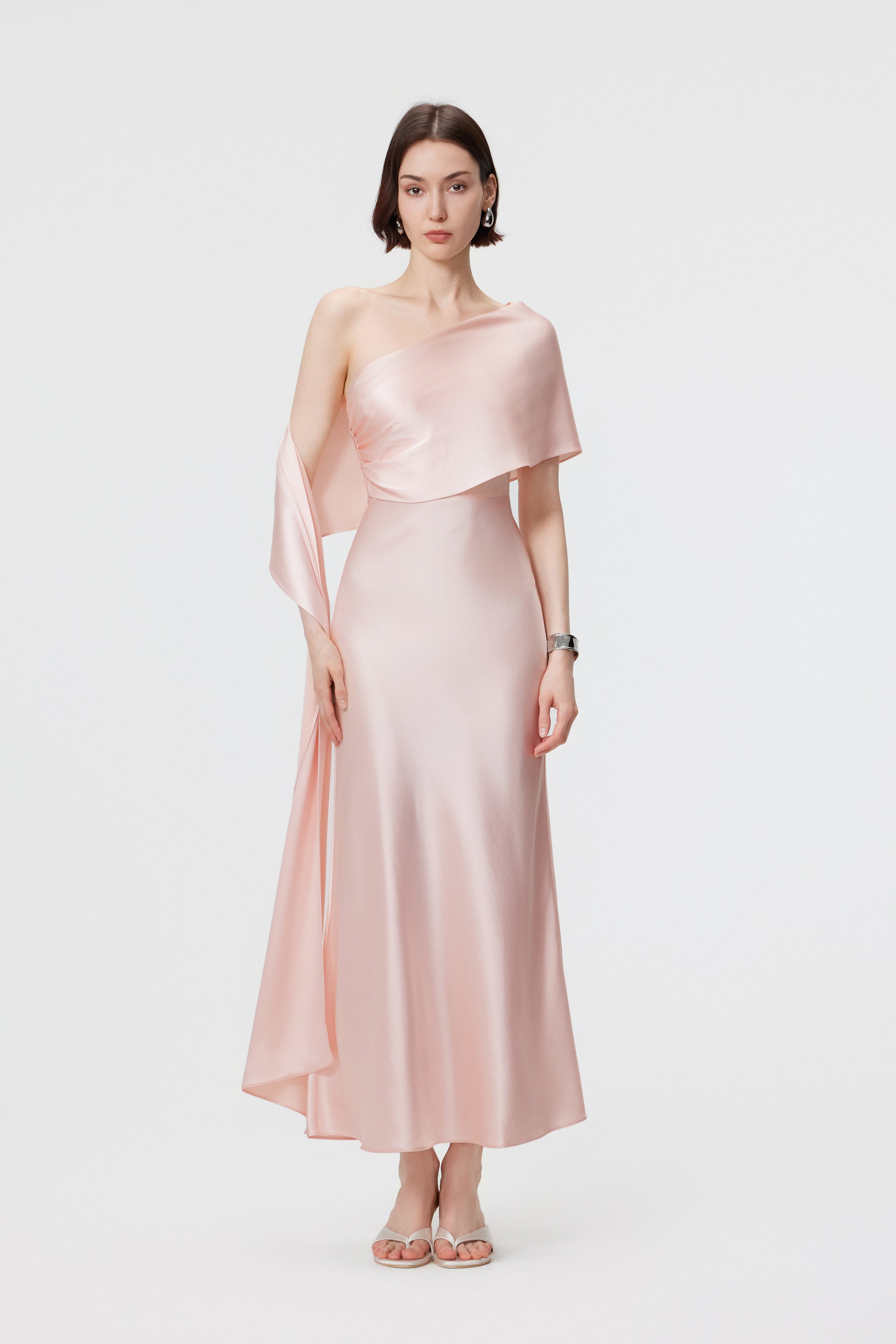 Lyra Convertible Scarf-Neck Dress - Misty Rose
