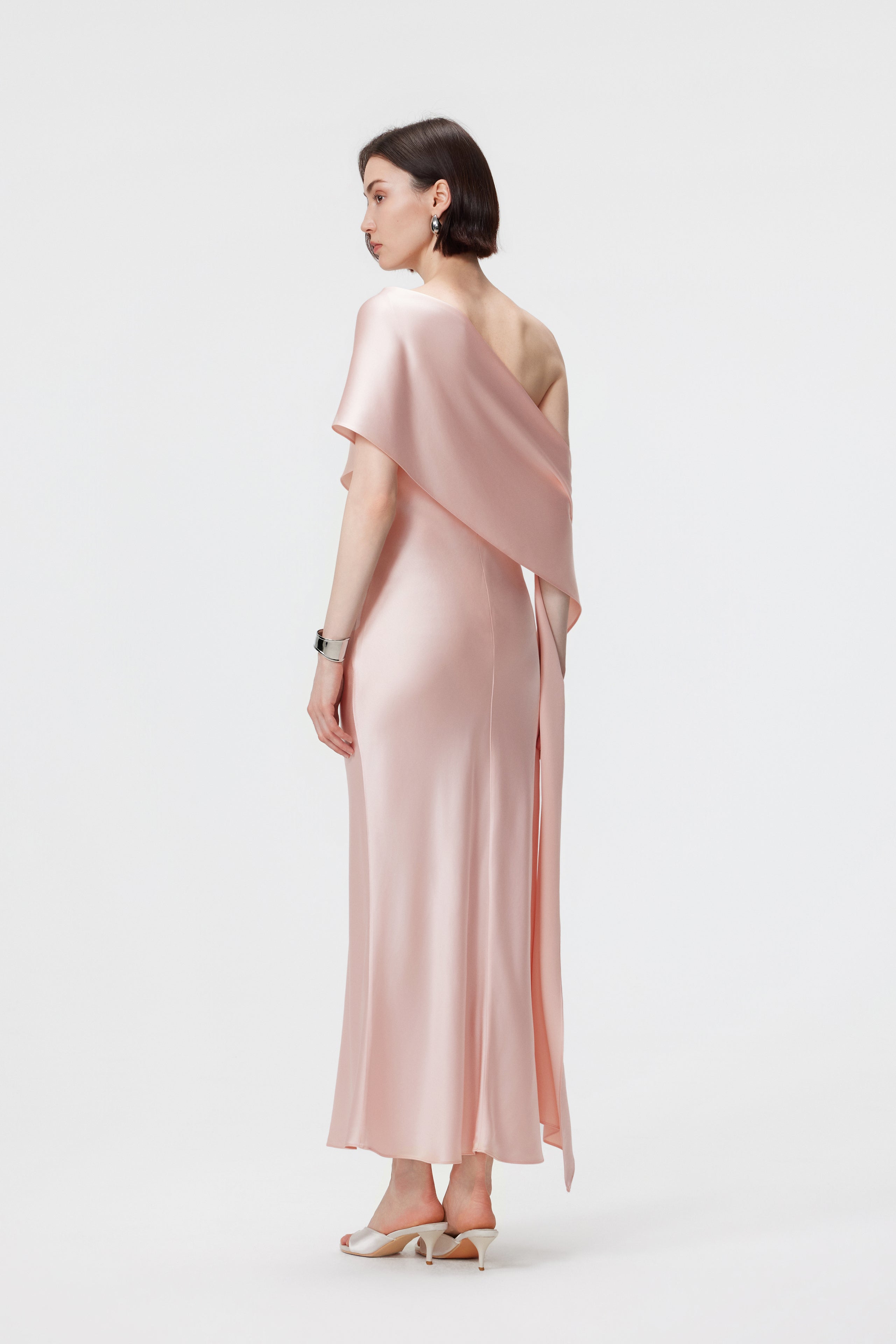 Lyra Convertible Scarf-Neck Dress - Misty Rose