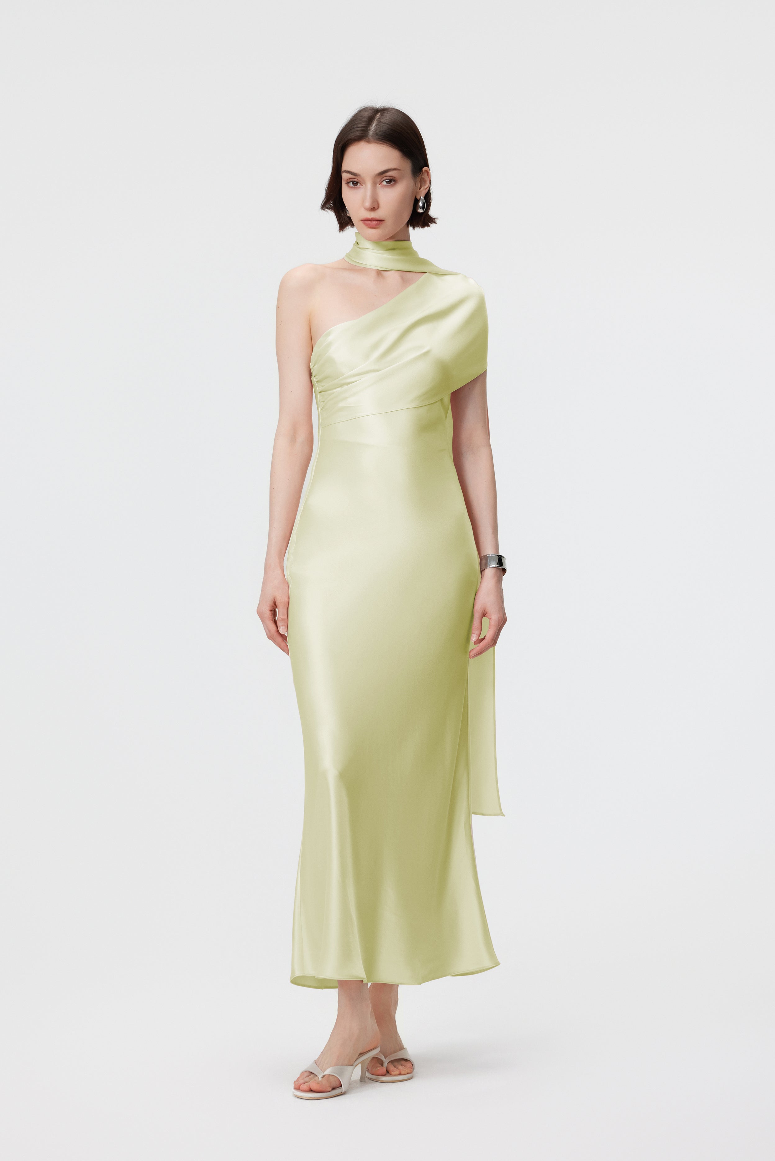 Lyra Convertible Scarf-Neck Dress - Citron