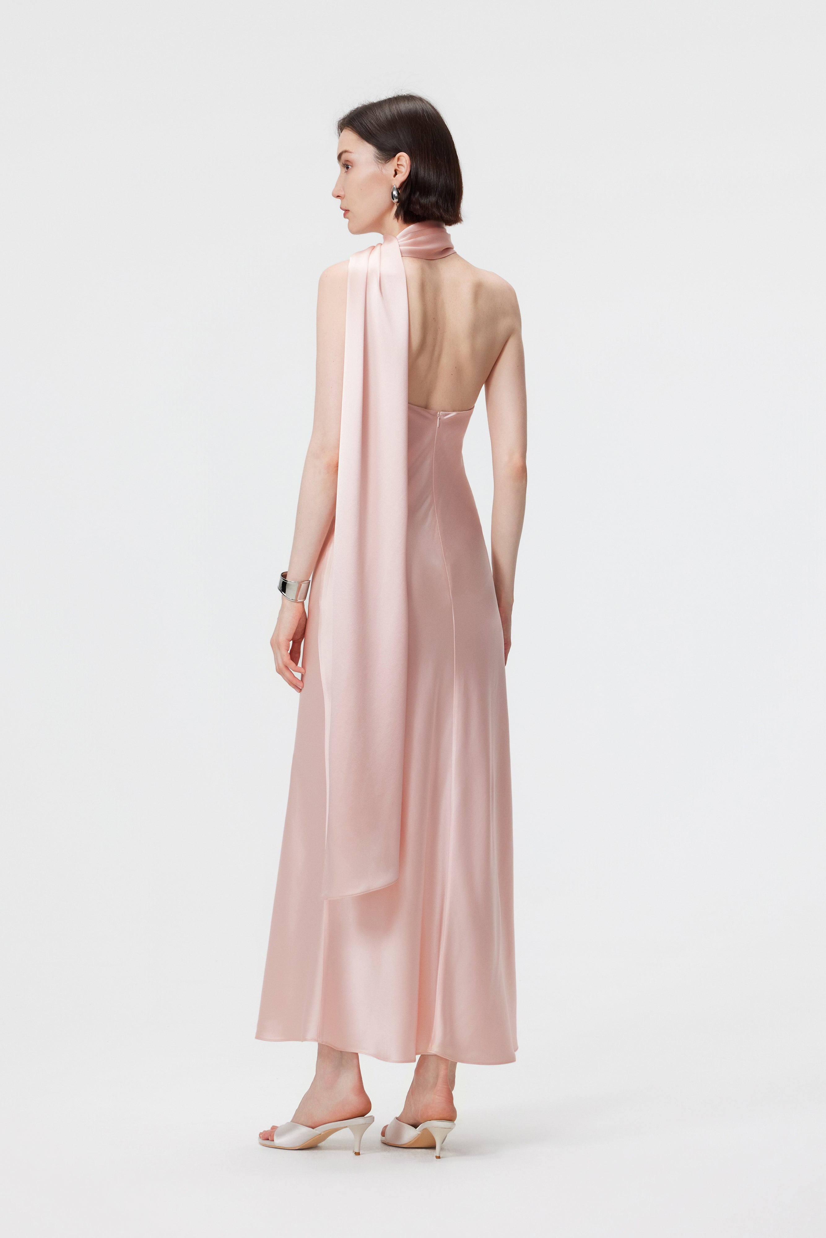 Lyra Convertible Scarf-Neck Dress - Misty Rose
