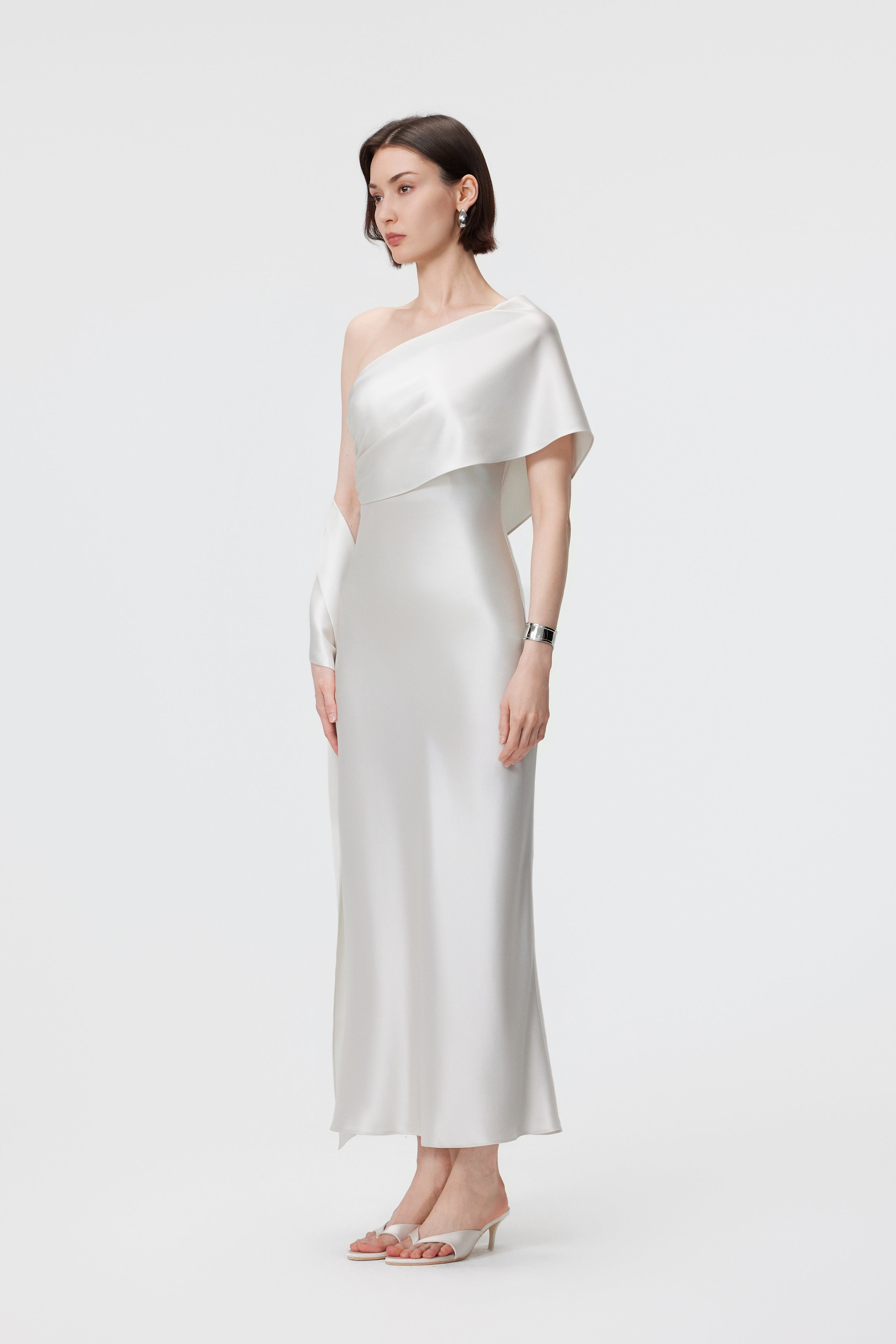 Lyra Convertible Scarf-Neck Dress - Pearl