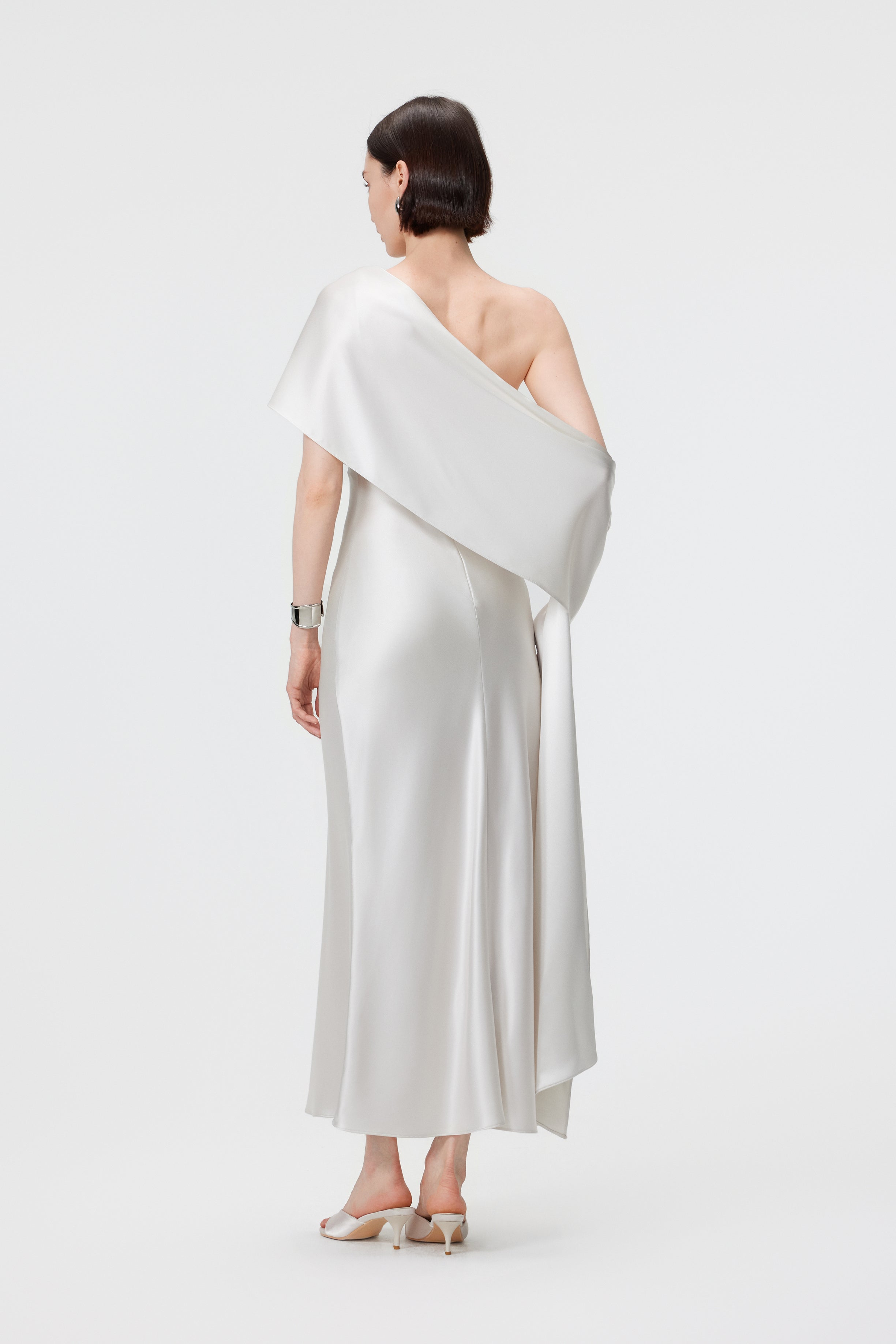 Lyra Convertible Scarf-Neck Dress - Pearl