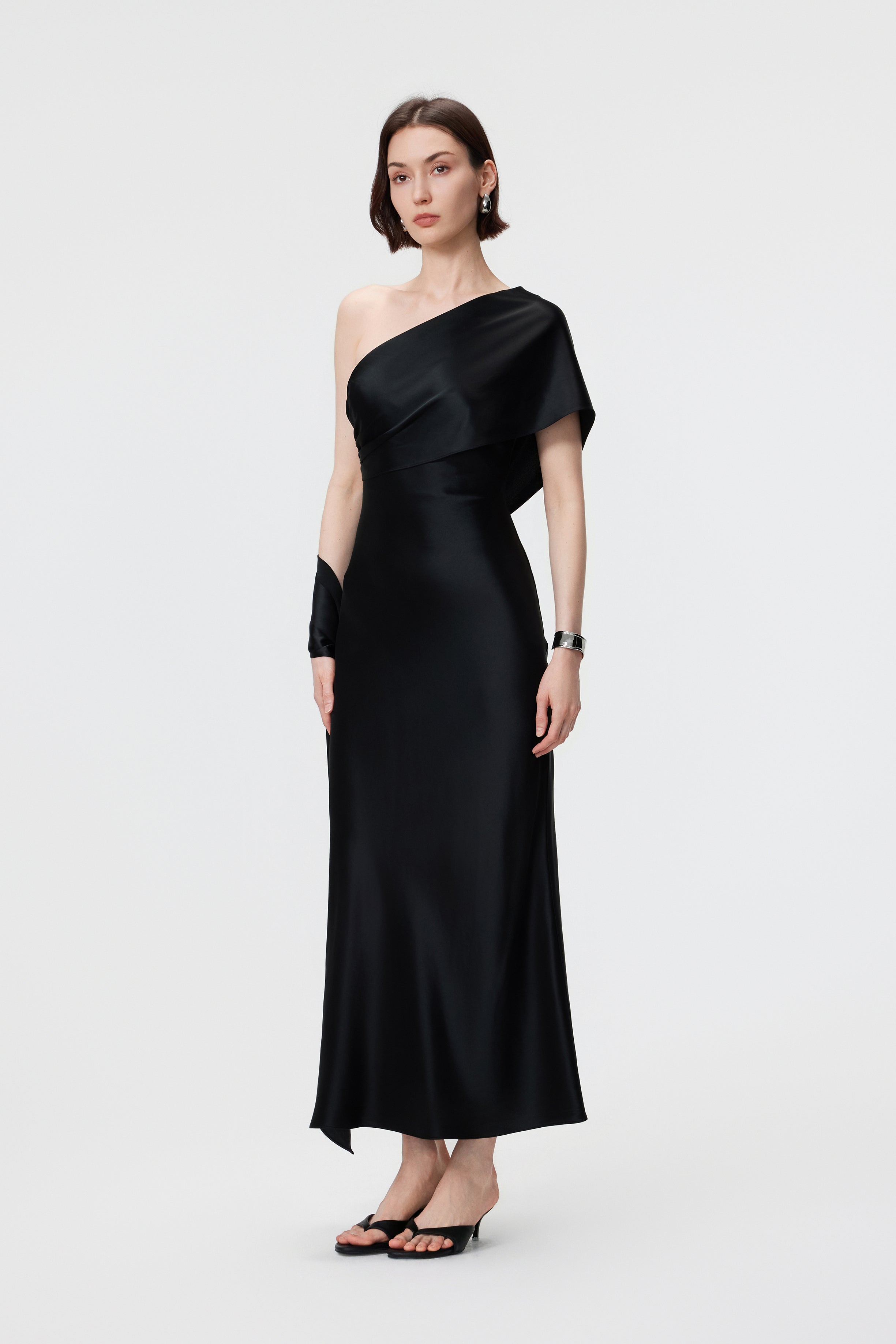 Lyra Convertible Scarf-Neck Dress - Black