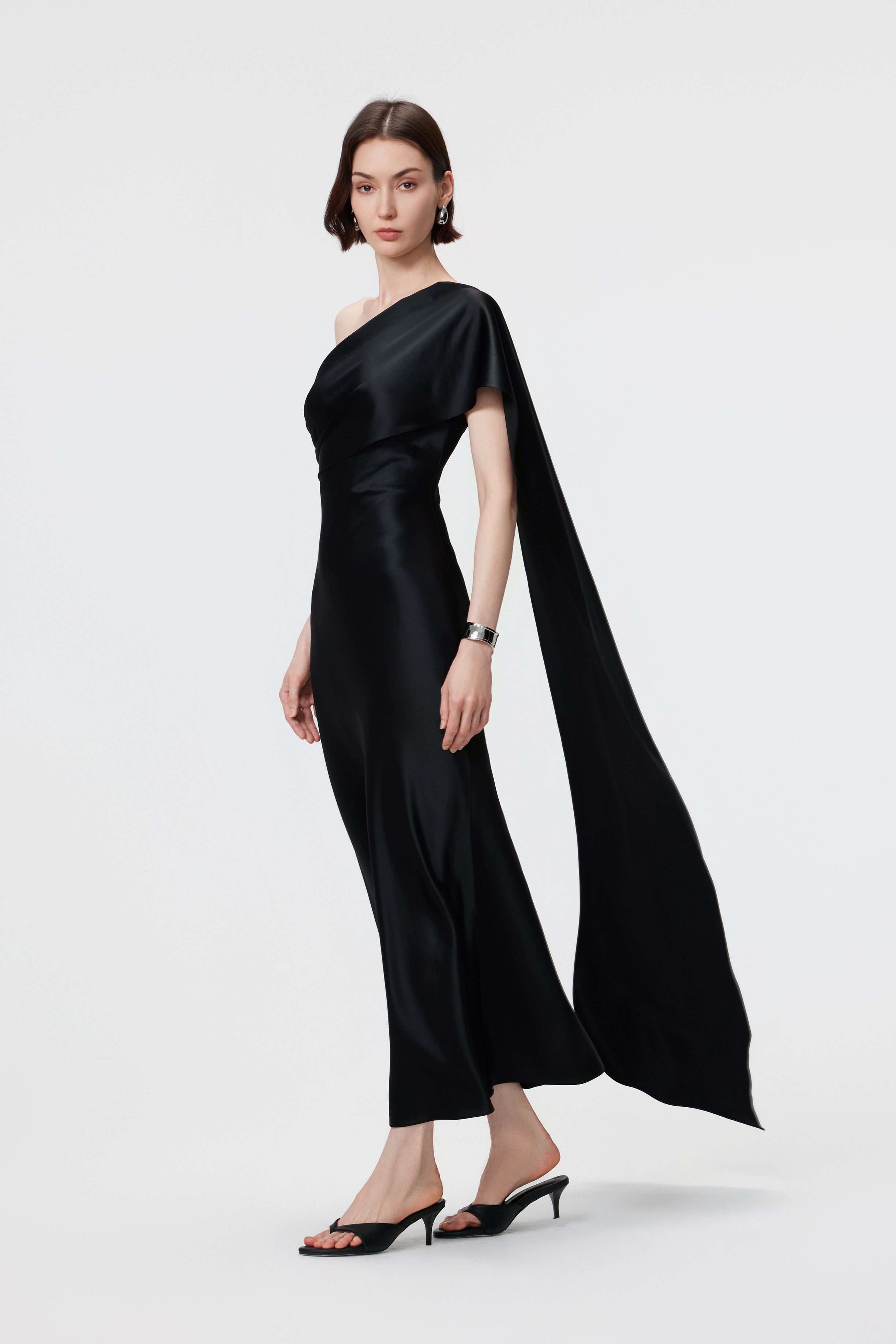 Lyra Convertible Scarf-Neck Dress - Black