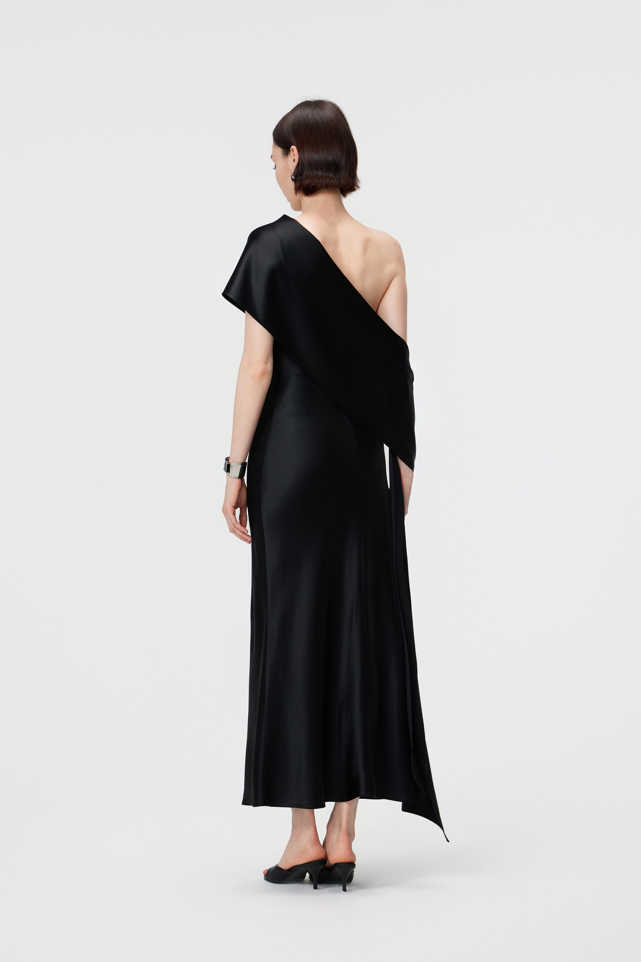 Lyra Convertible Scarf-Neck Dress - Black