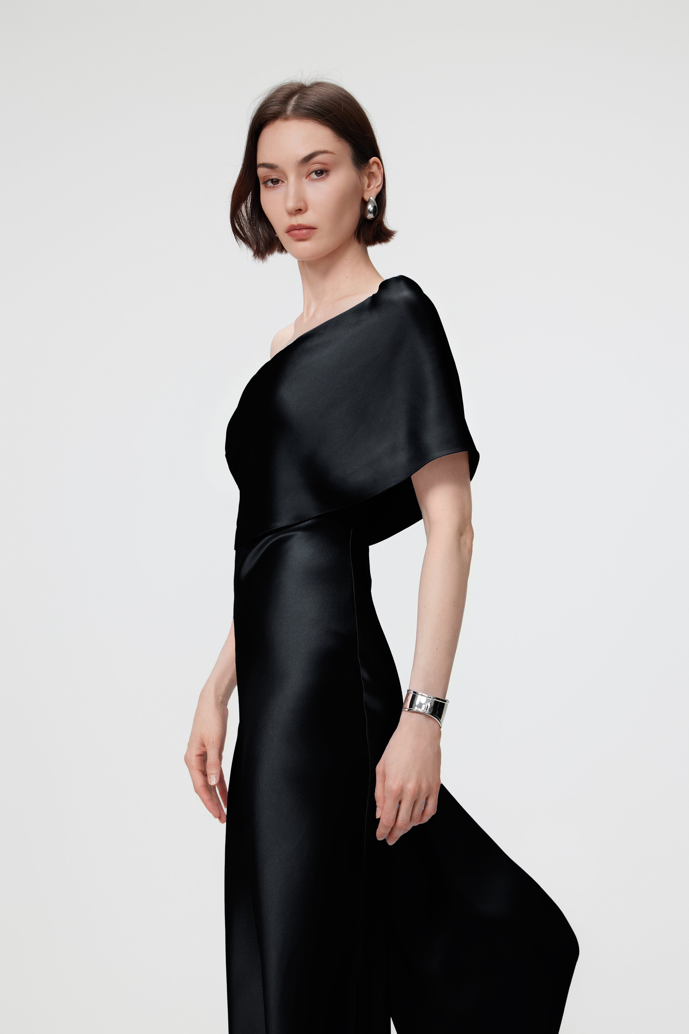 Lyra Convertible Scarf-Neck Dress - Black