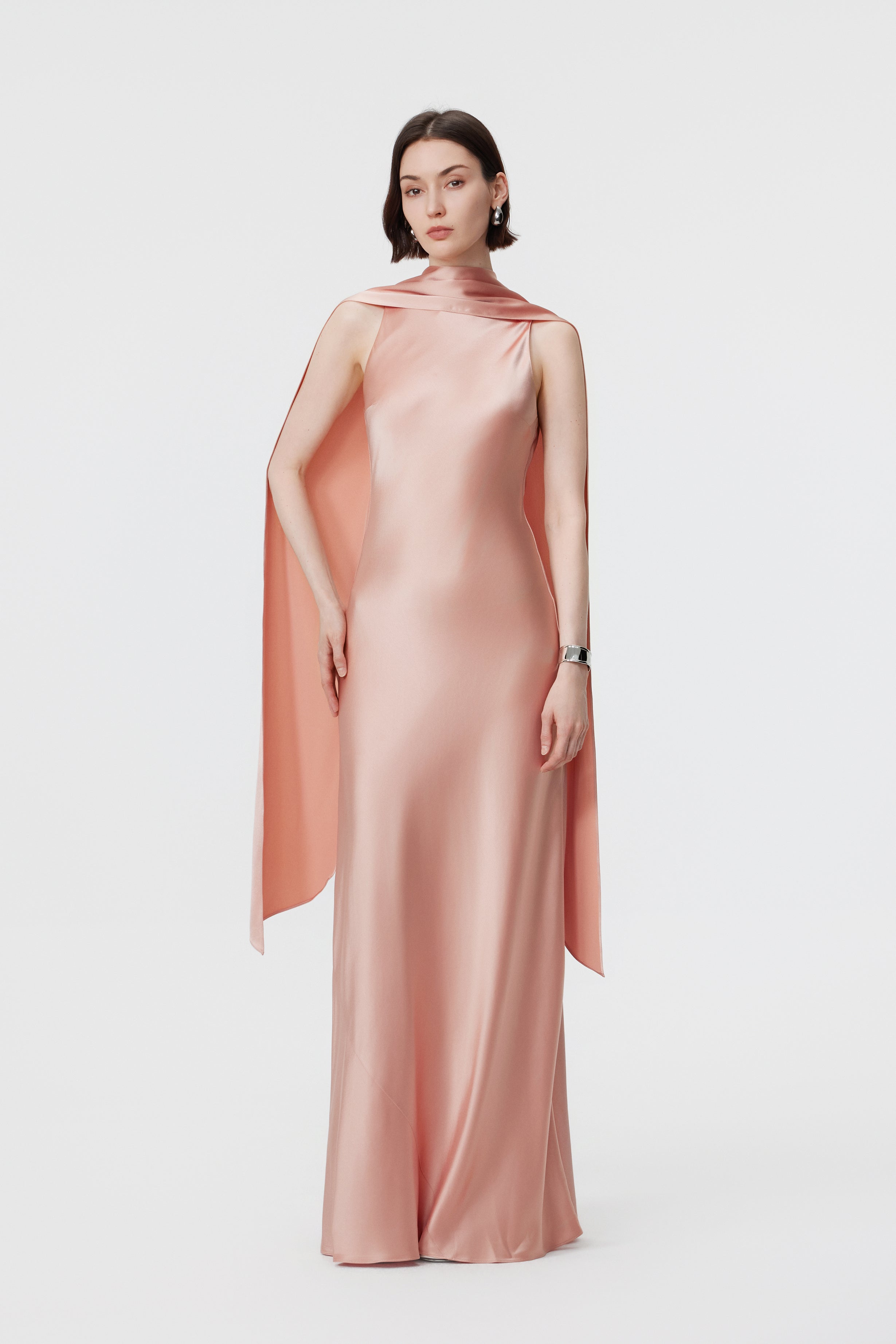 Elara Convertible High-Neck Gown - Terracotta Rose