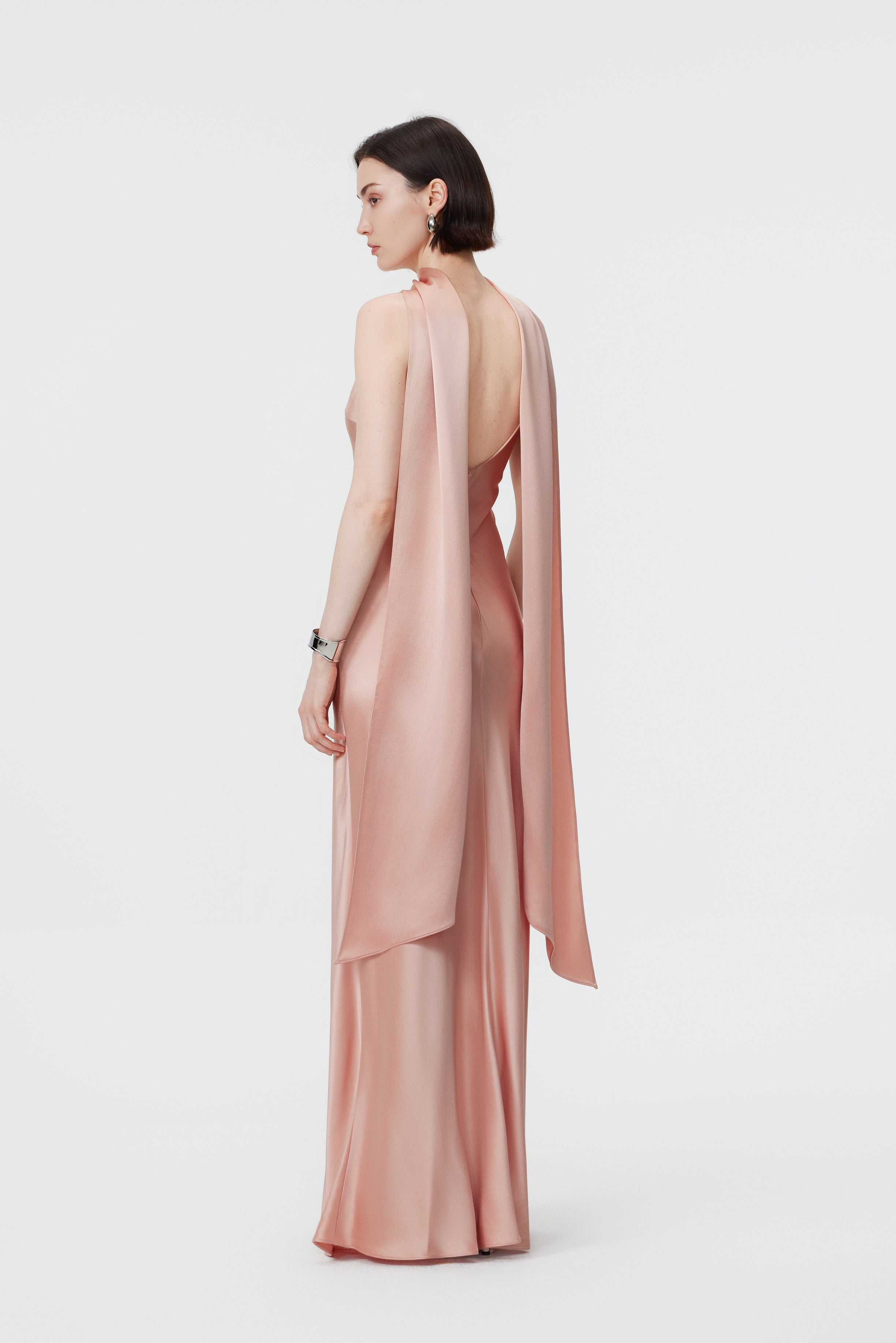 Elara Convertible High-Neck Gown - Terracotta Rose