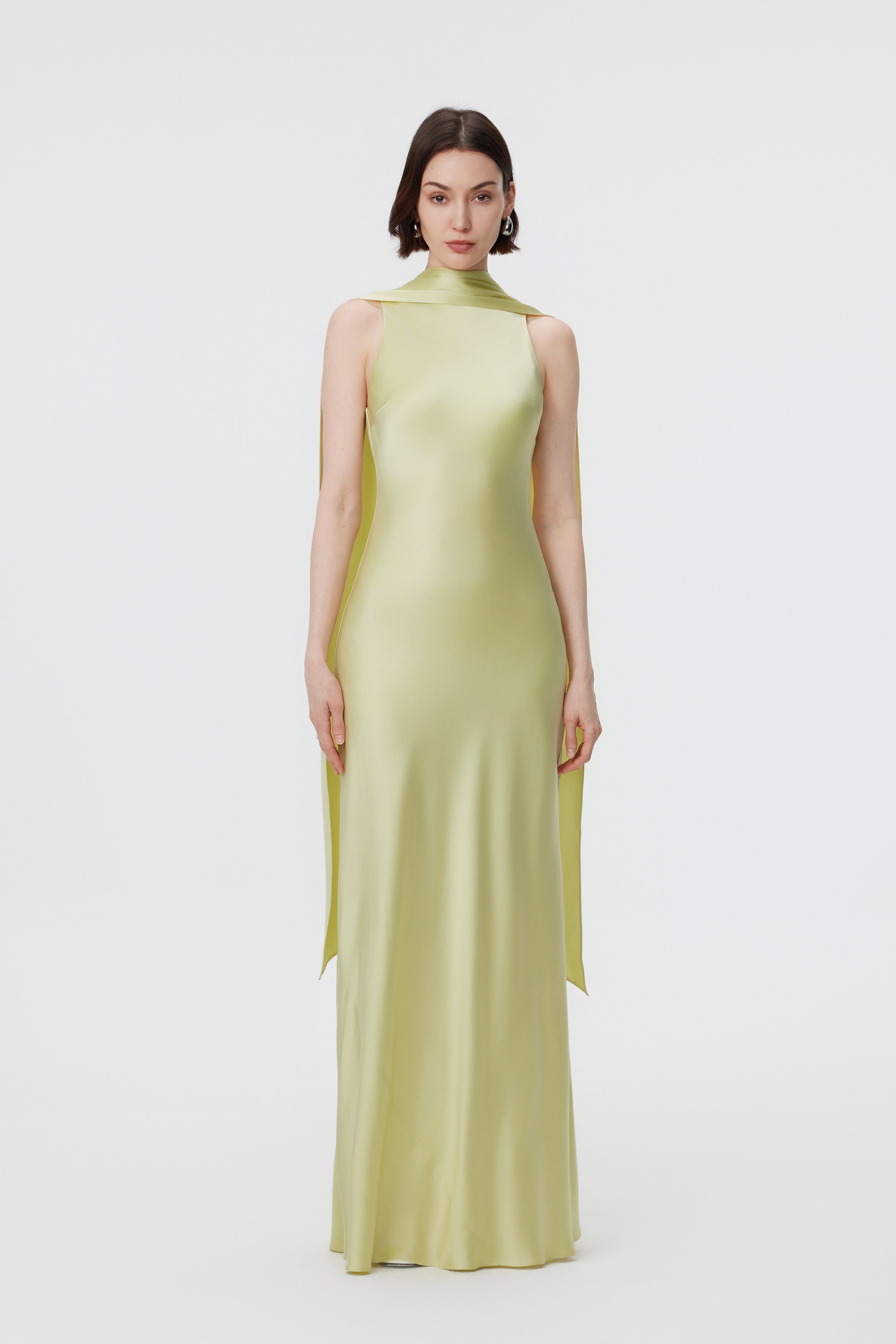 Elara Convertible High-Neck Gown - Citron